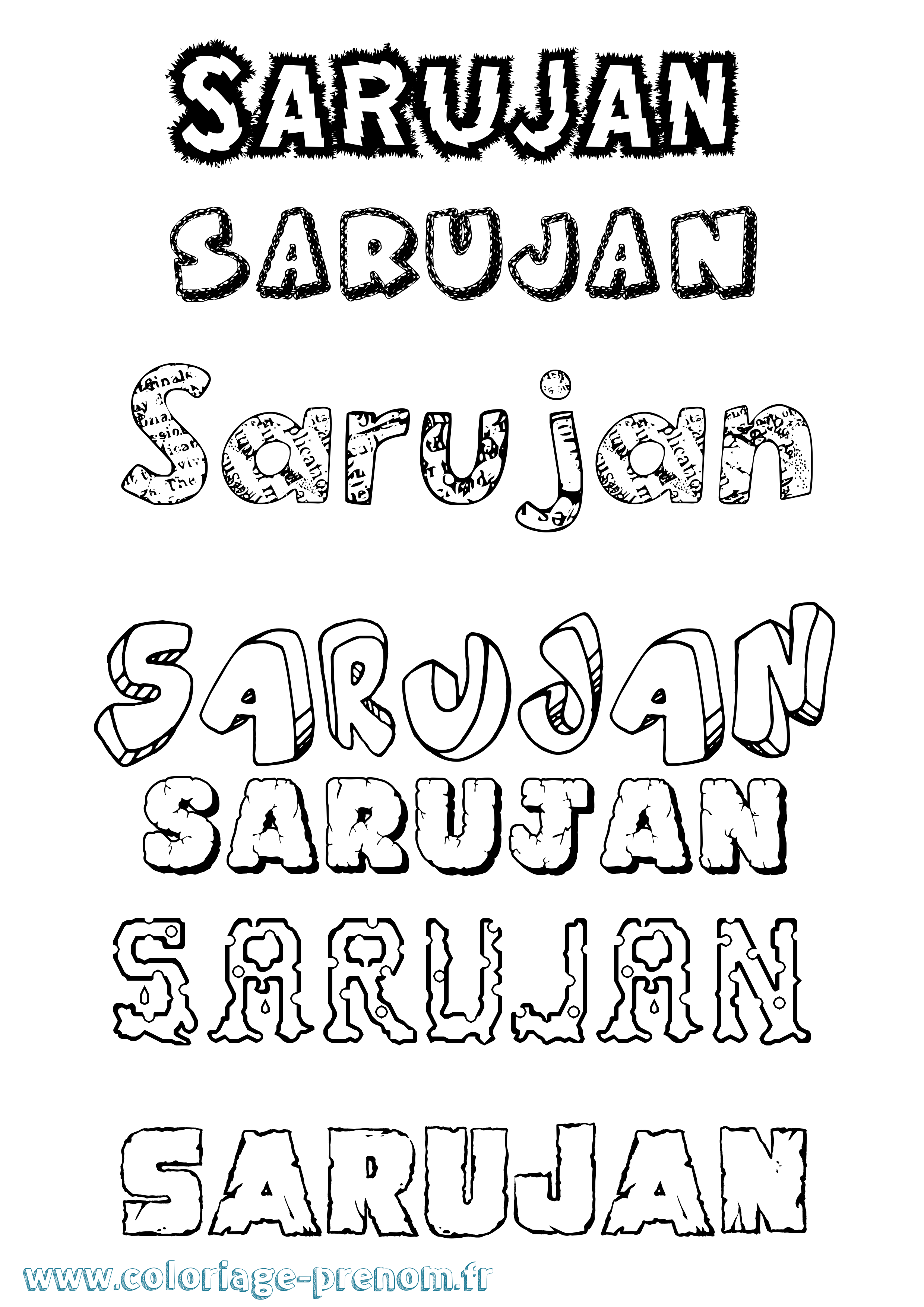 Coloriage Sarujan Destructuré Coloriage prénom Sarujan Destructuré