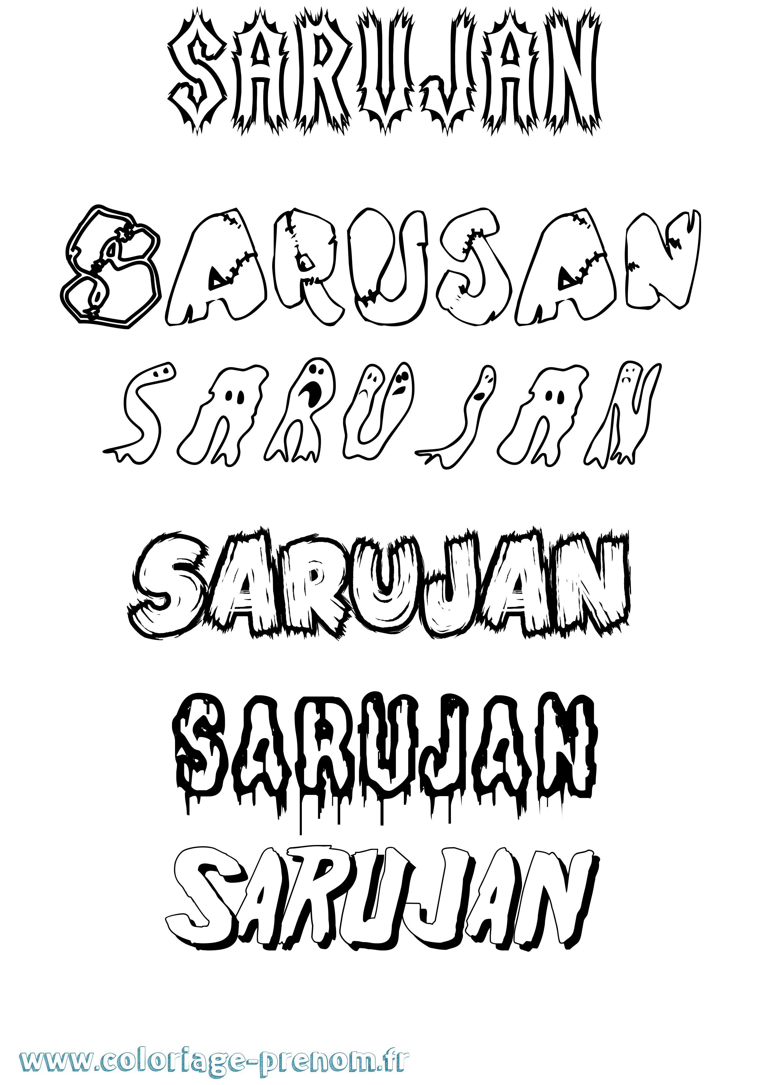Coloriage Sarujan Frisson Coloriage prénom Sarujan Frisson