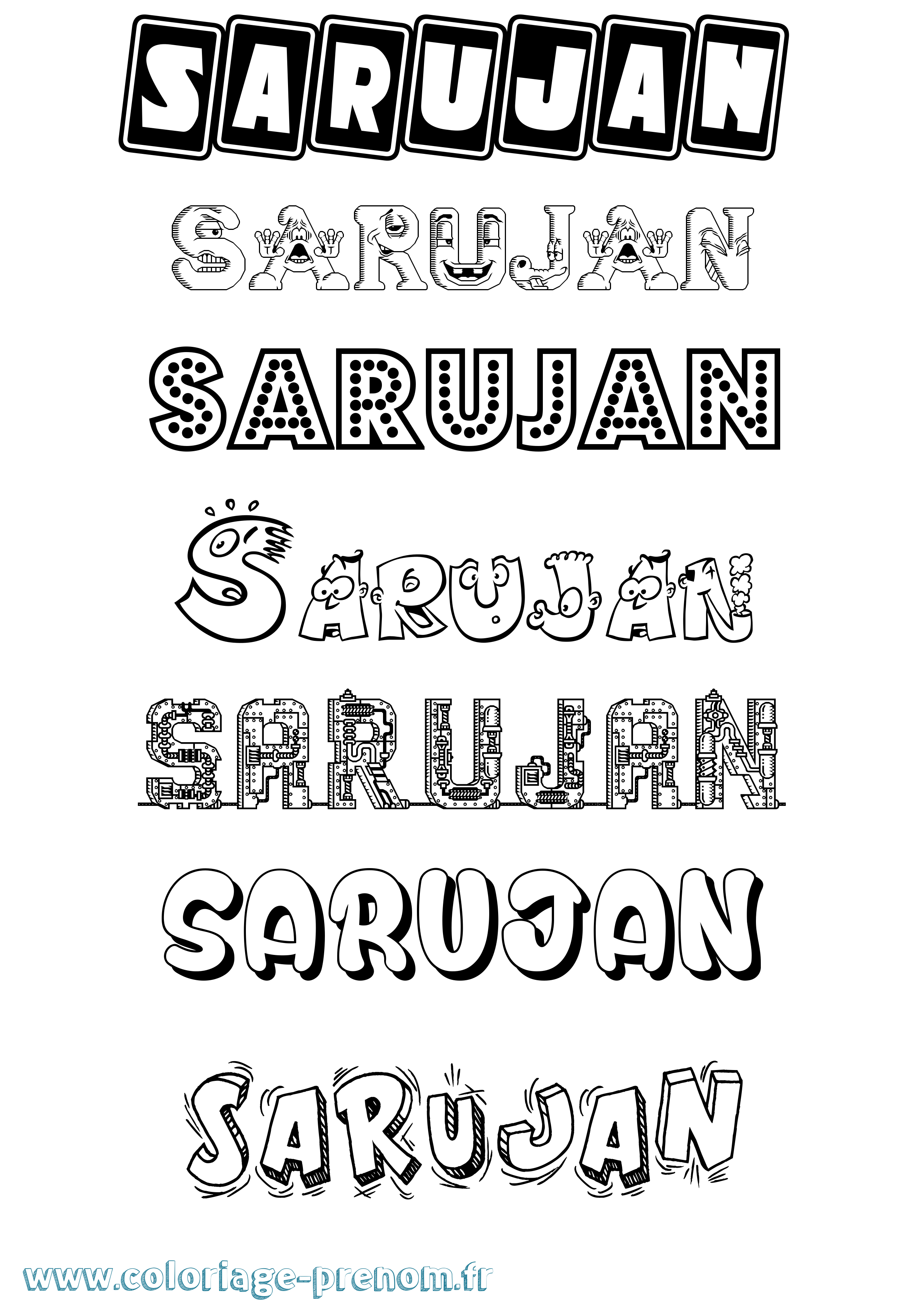 Coloriage Sarujan Fun Coloriage prénom Sarujan Fun