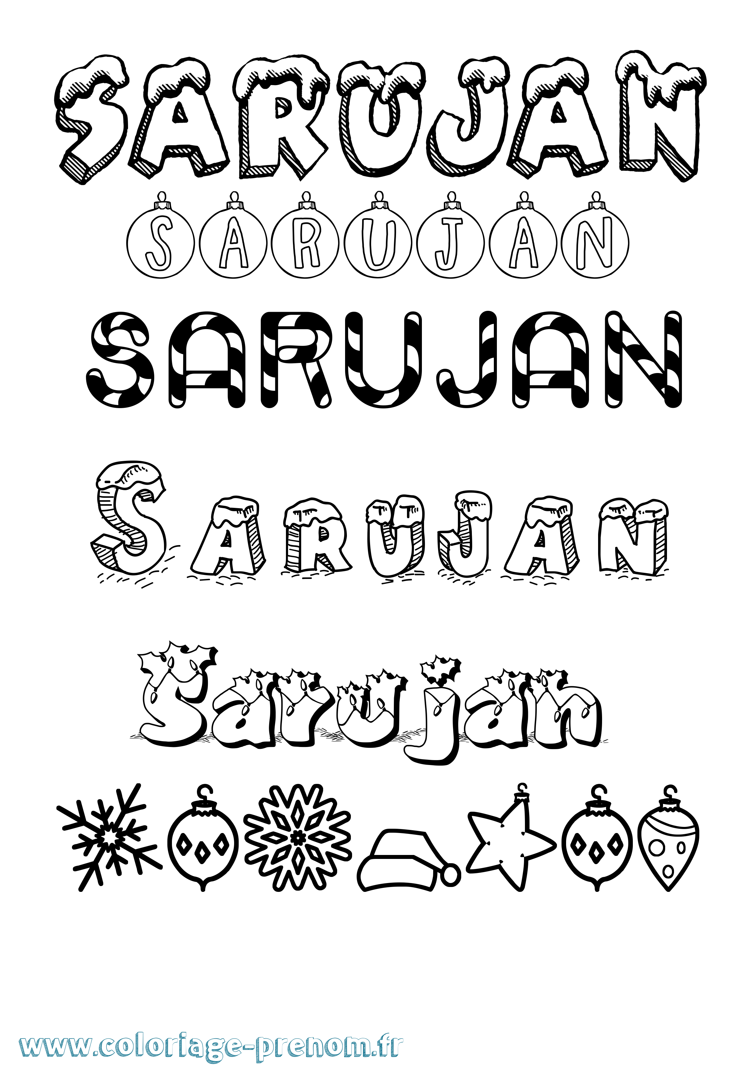 Coloriage Sarujan Noël Coloriage prénom Sarujan Noël