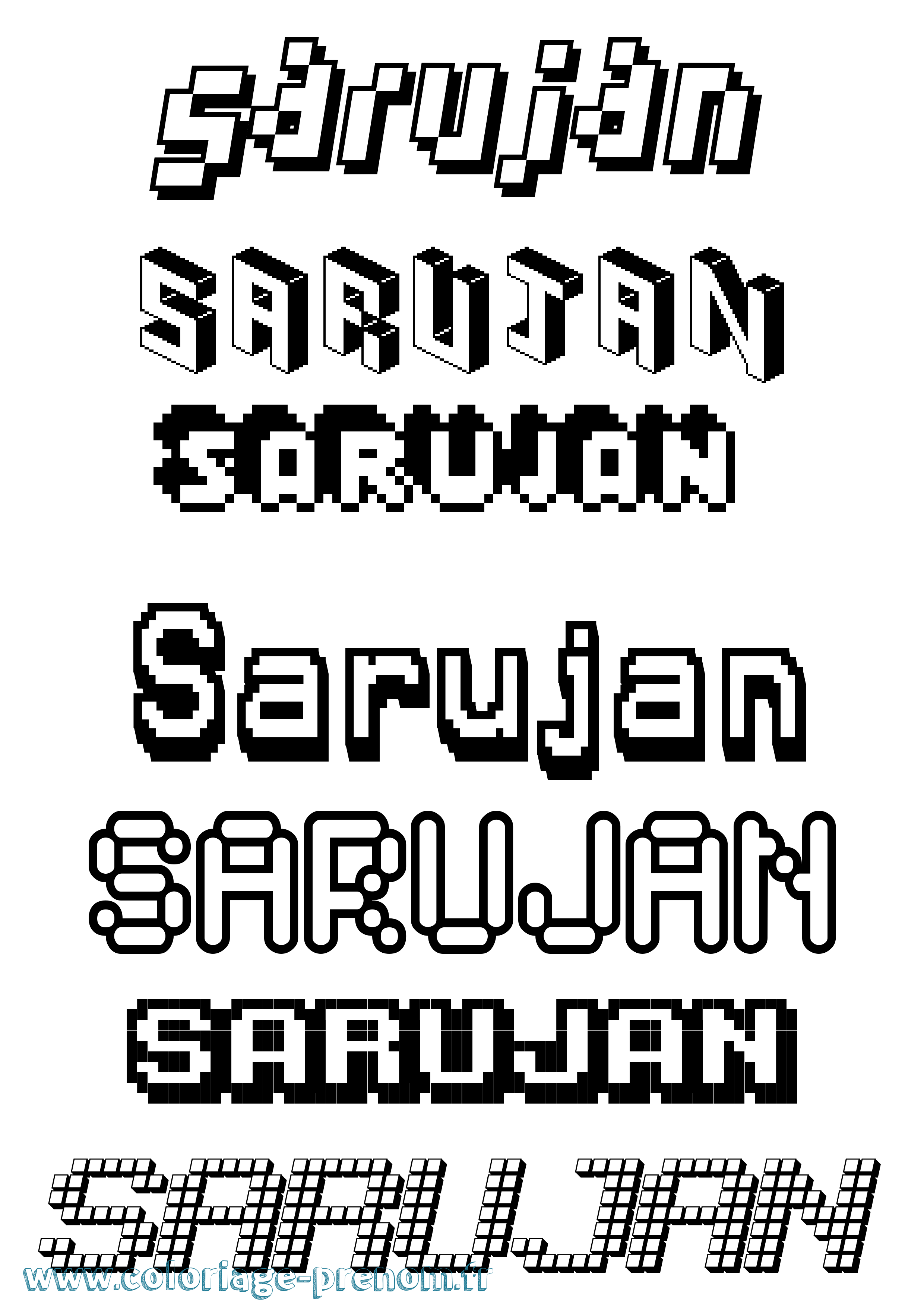 Coloriage Sarujan Pixel Coloriage prénom Sarujan Pixel