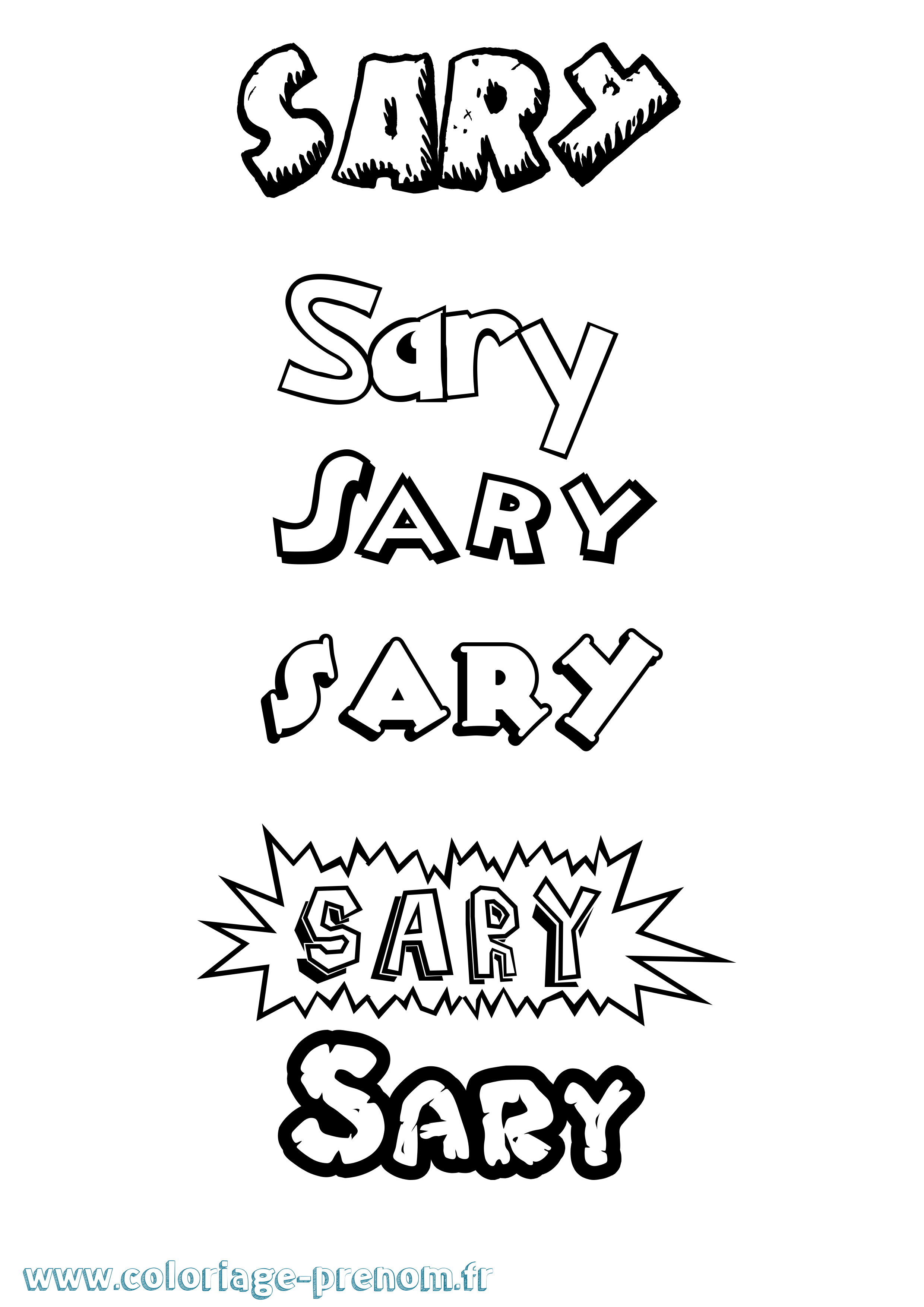 Coloriage Sary Dessin Animé Coloriage prénom Sary Dessin Animé