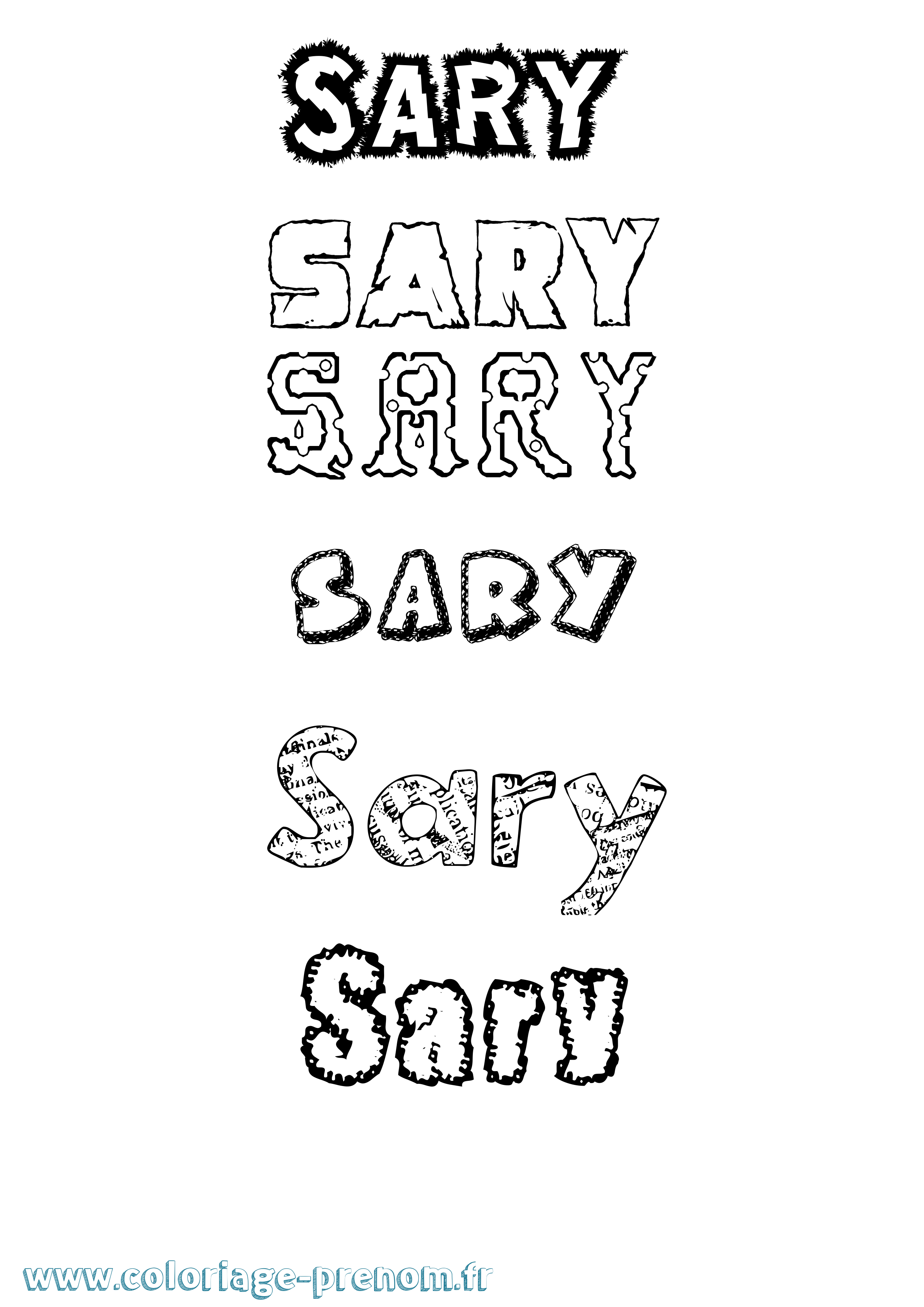 Coloriage Sary Destructuré Coloriage prénom Sary Destructuré