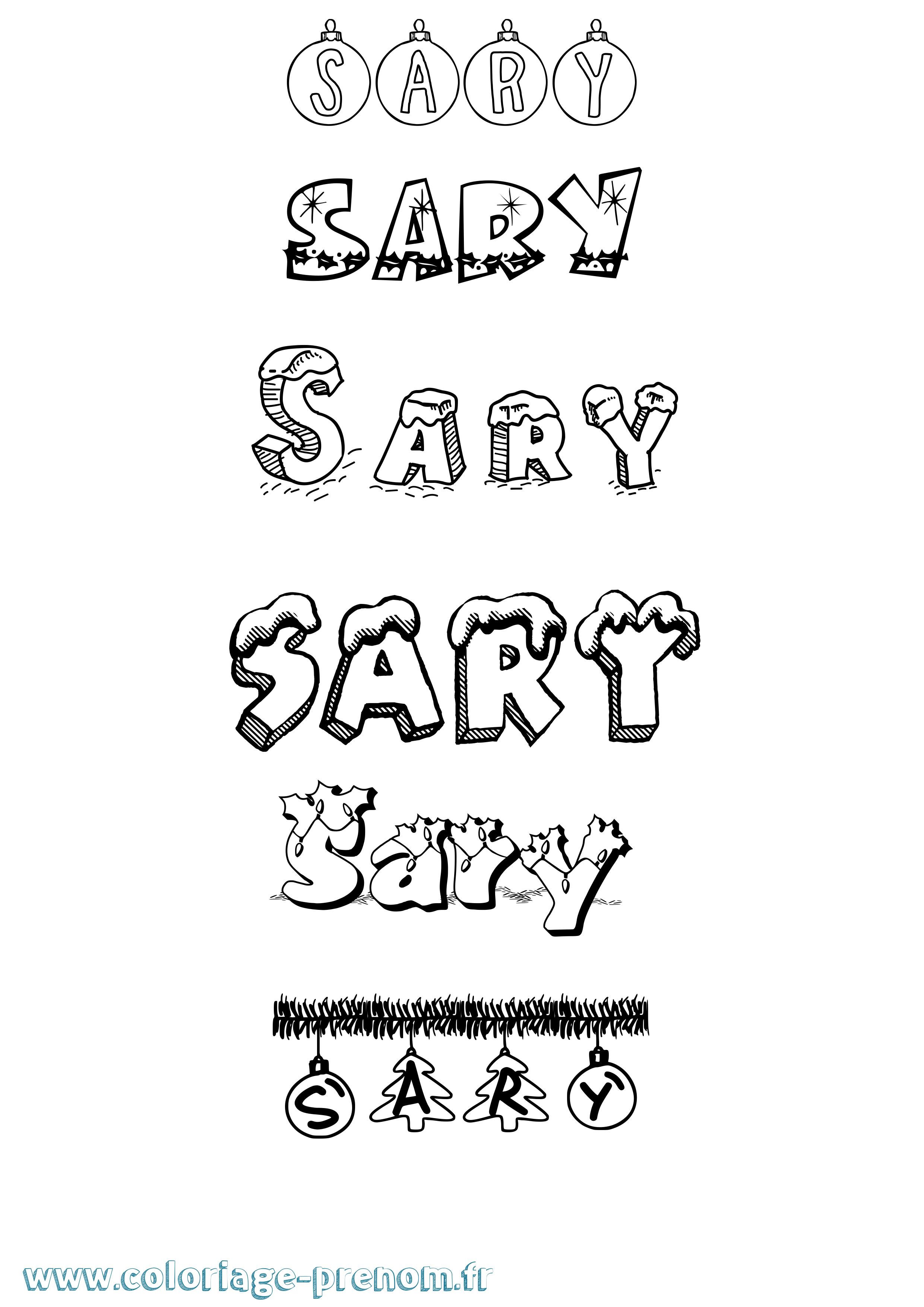 Coloriage Sary Noël Coloriage prénom Sary Noël