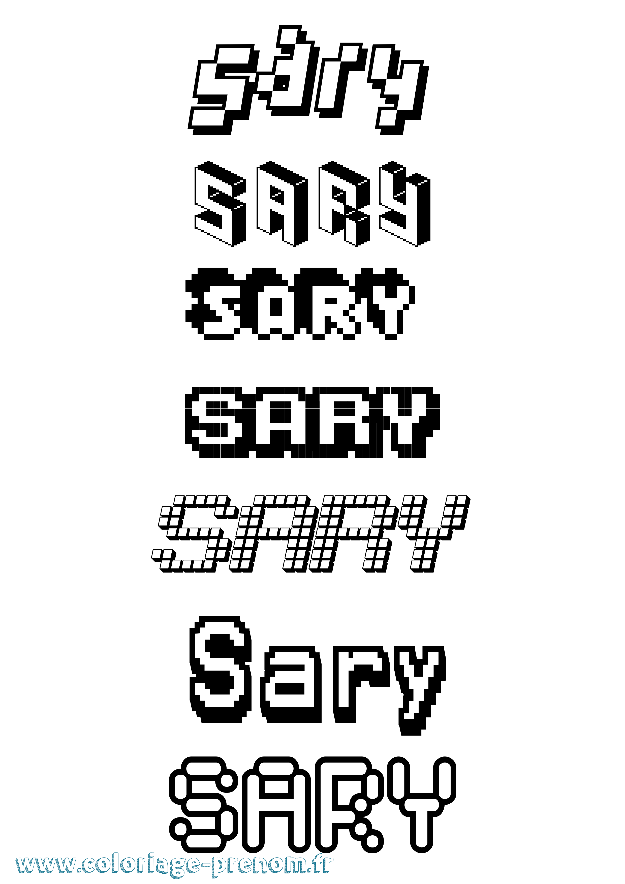 Coloriage Sary Pixel Coloriage prénom Sary Pixel