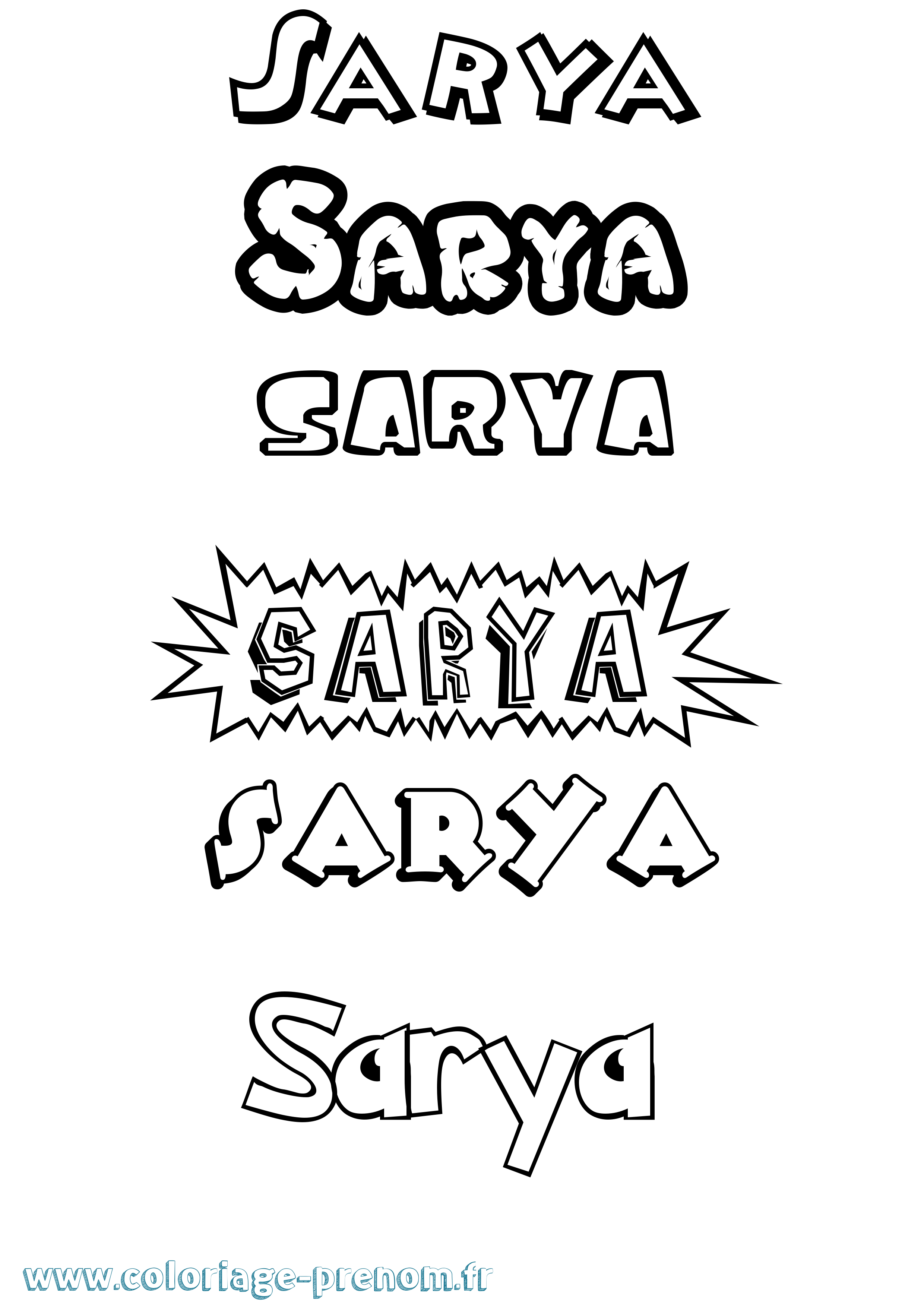 Coloriage Sarya Dessin Animé Coloriage prénom Sarya Dessin Animé