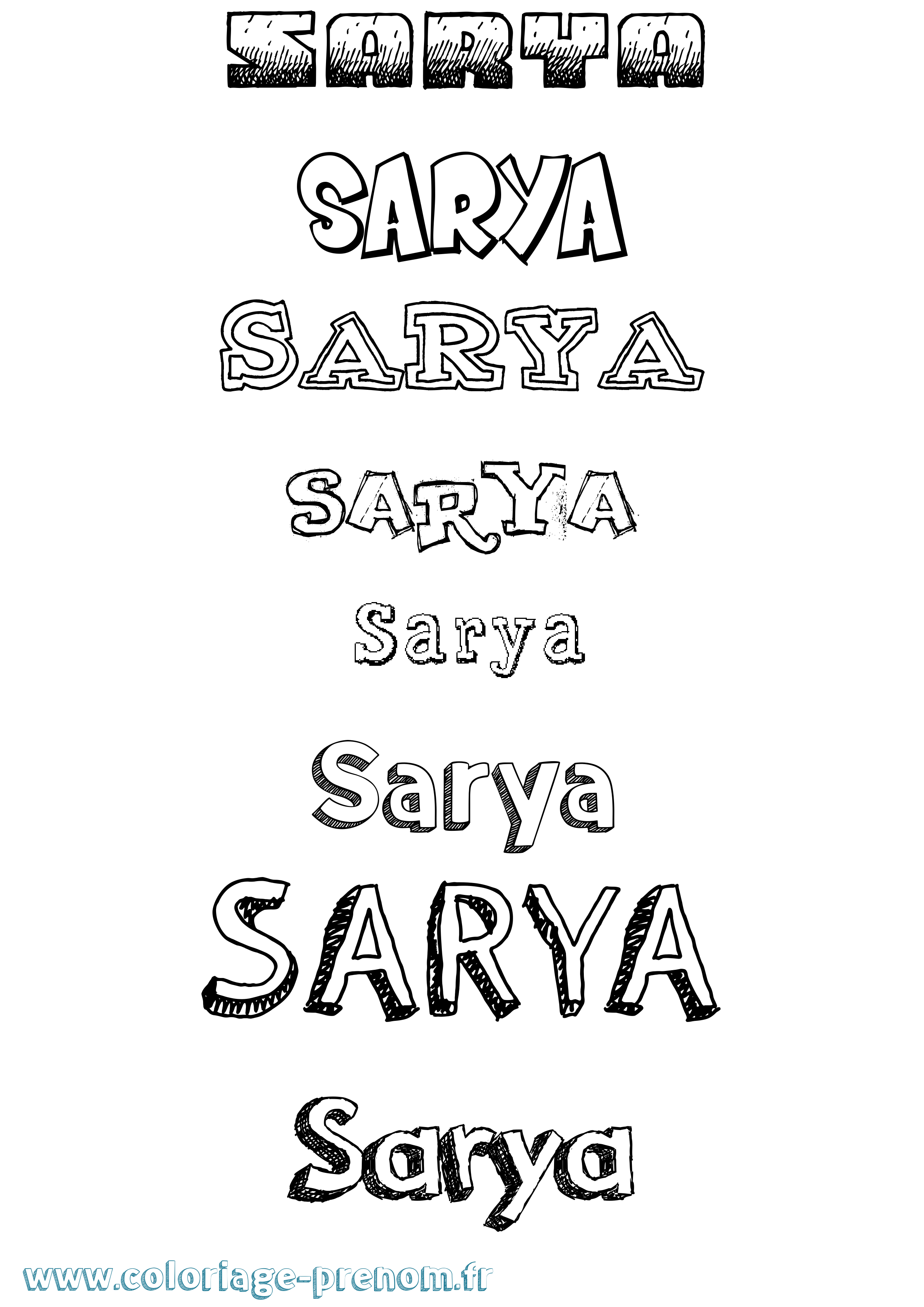 Coloriage Sarya Dessiné Coloriage prénom Sarya Dessiné
