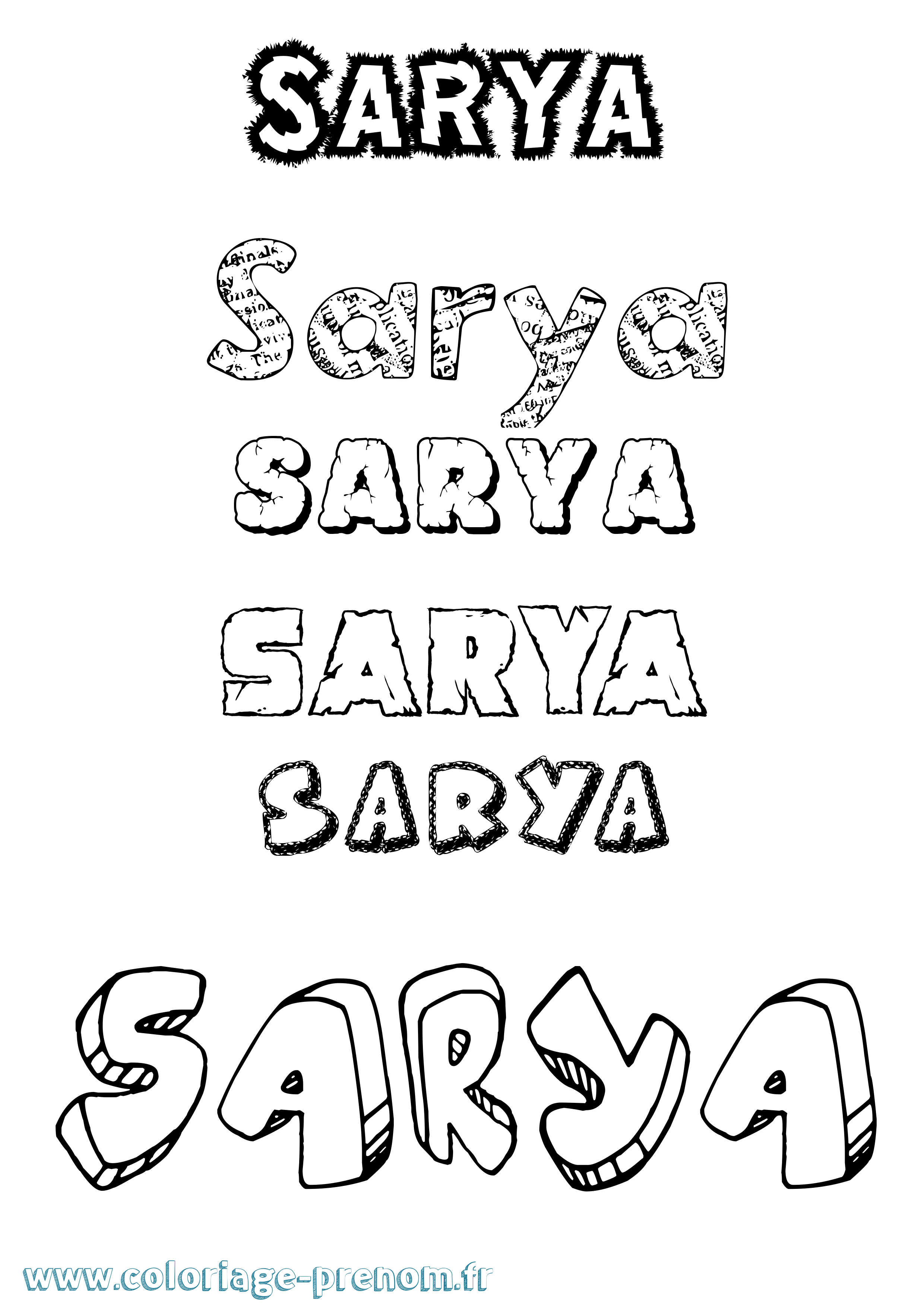 Coloriage Sarya Destructuré Coloriage prénom Sarya Destructuré