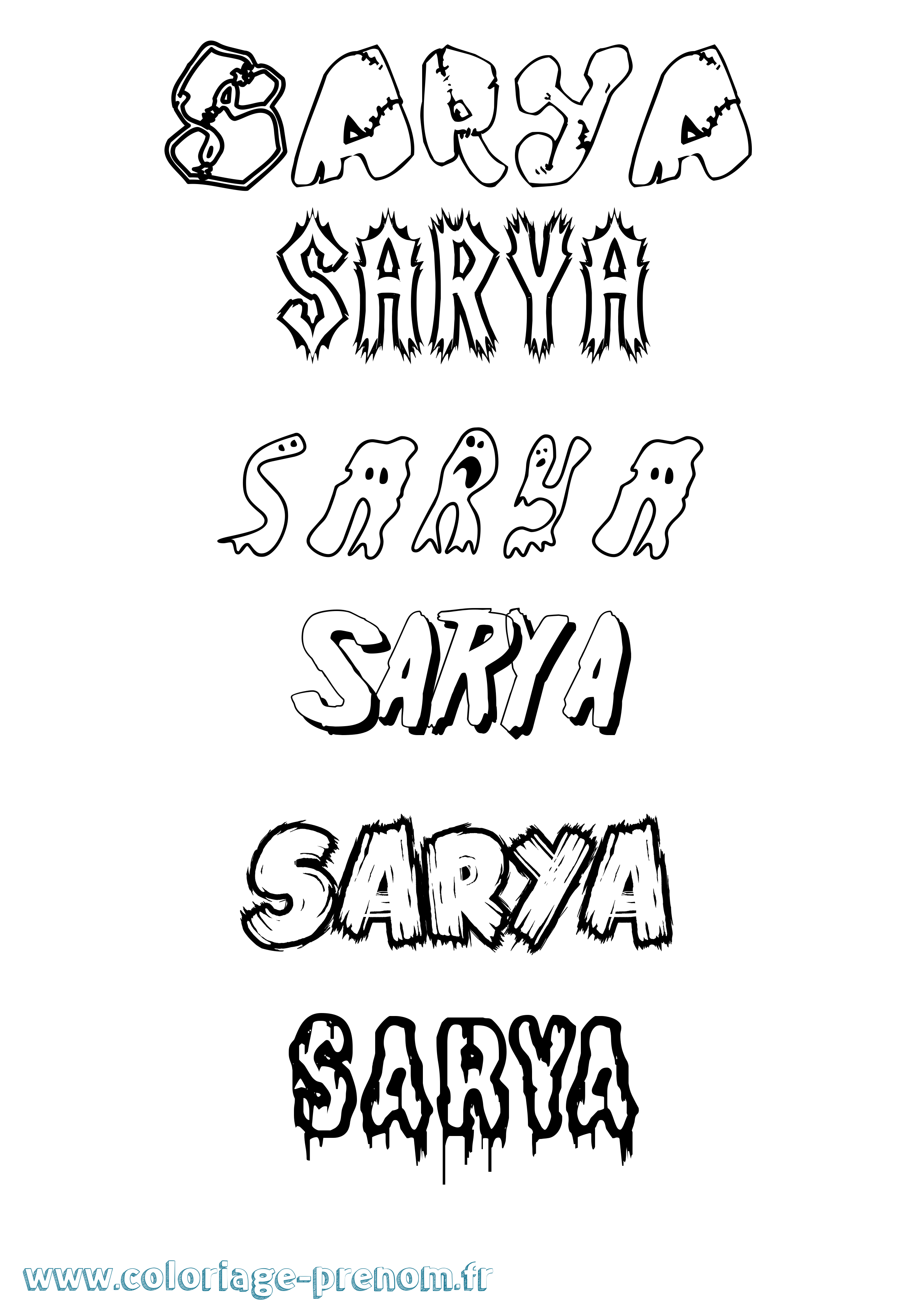 Coloriage Sarya Frisson Coloriage prénom Sarya Frisson