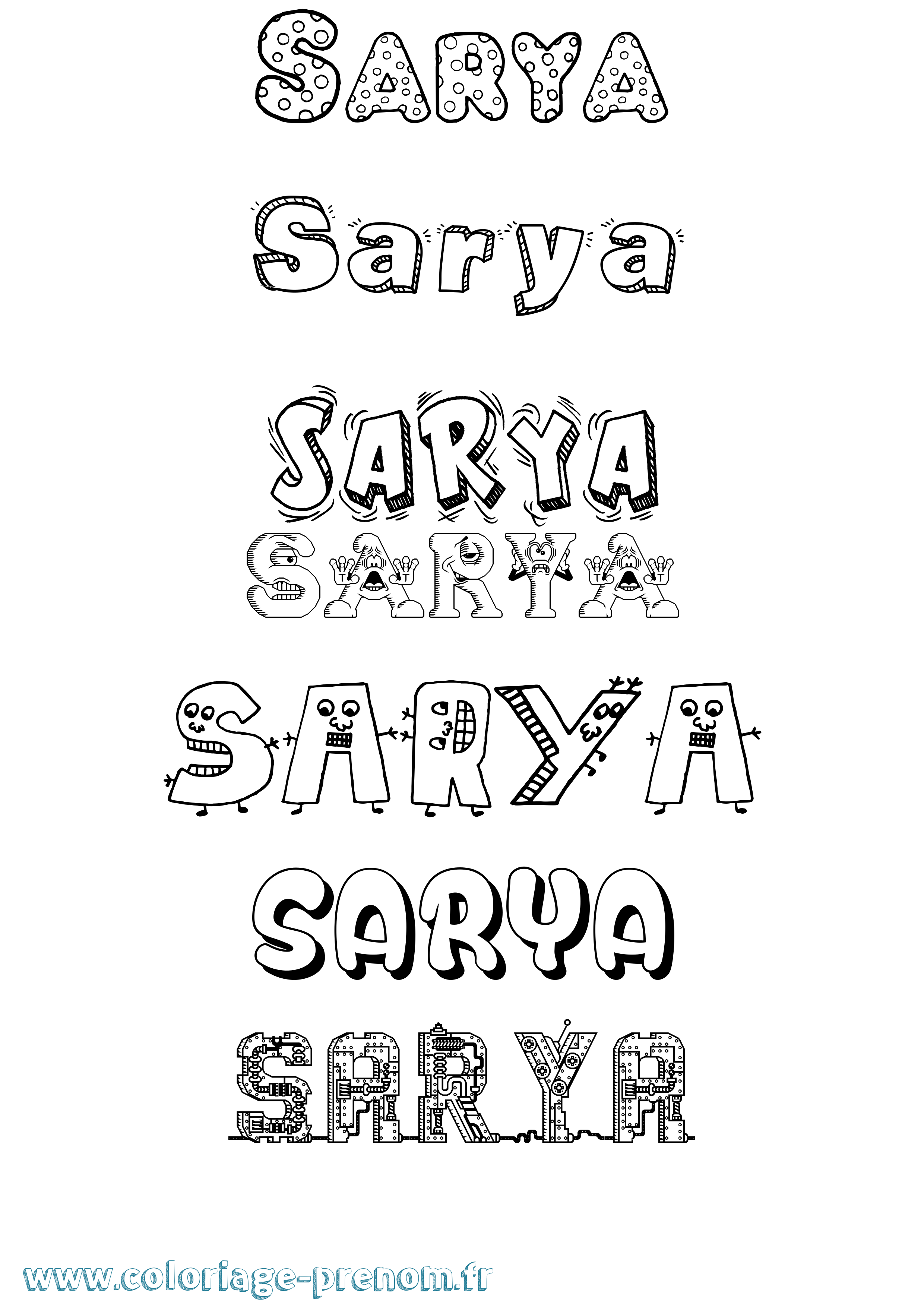 Coloriage Sarya Fun Coloriage prénom Sarya Fun