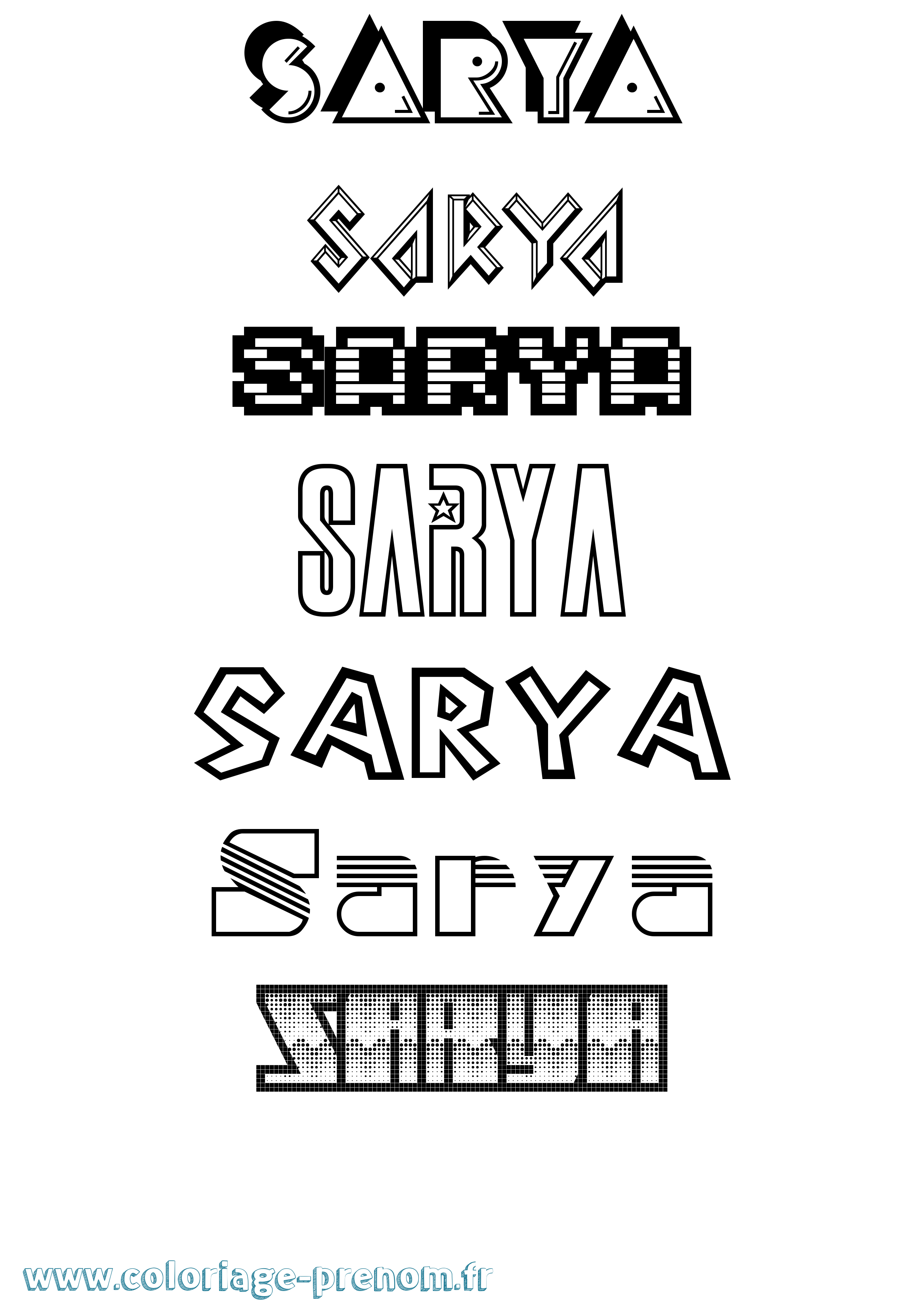 Coloriage Sarya Jeux Vidéos Coloriage prénom Sarya Jeux Vidéos