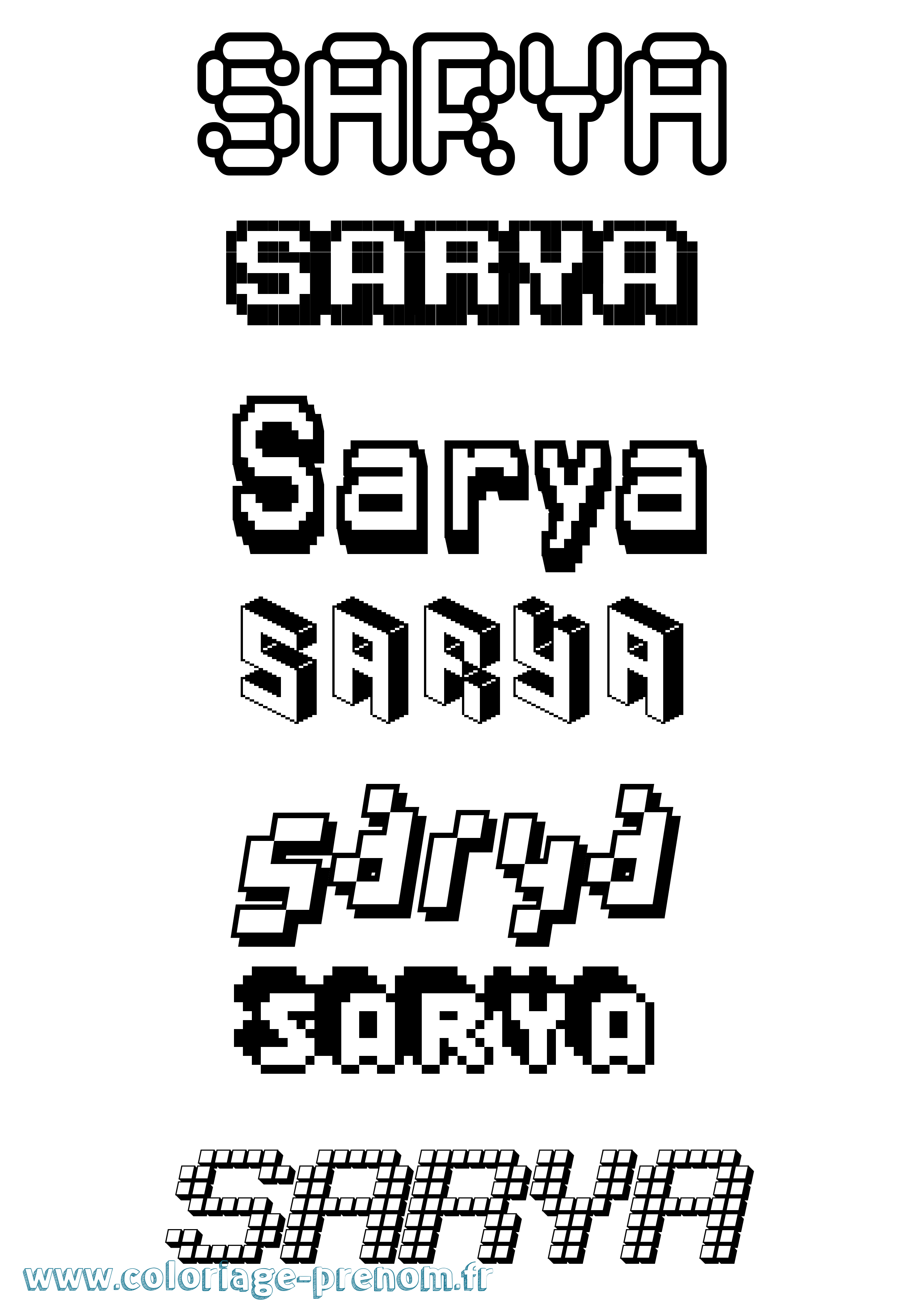 Coloriage Sarya Pixel Coloriage prénom Sarya Pixel