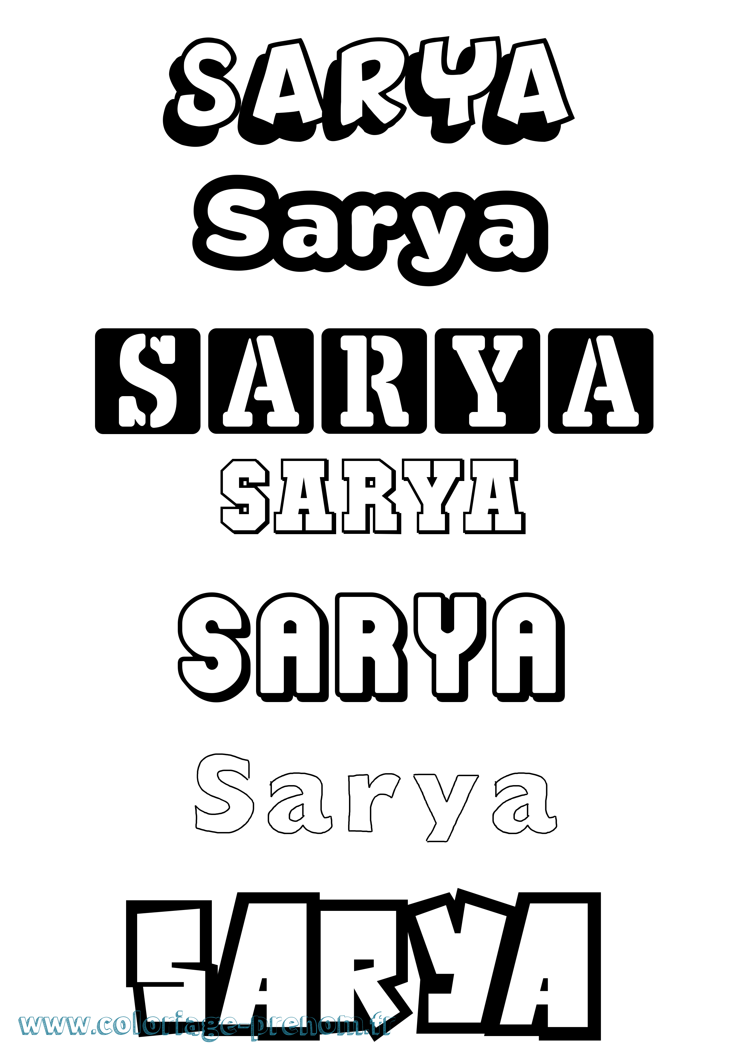Coloriage Sarya Simple Coloriage prénom Sarya Simple