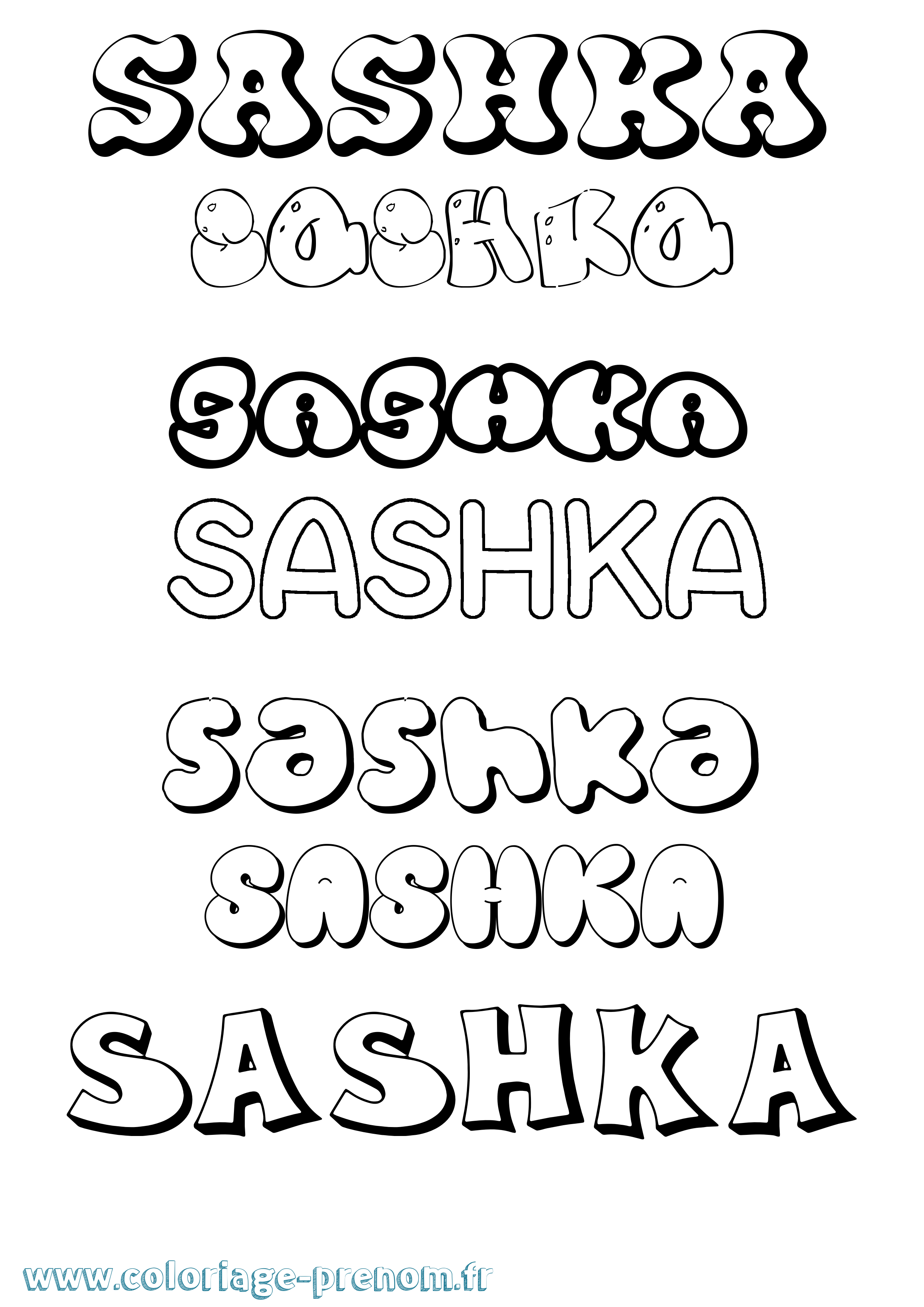 Coloriage Sashka Bubble Coloriage prénom Sashka Bubble