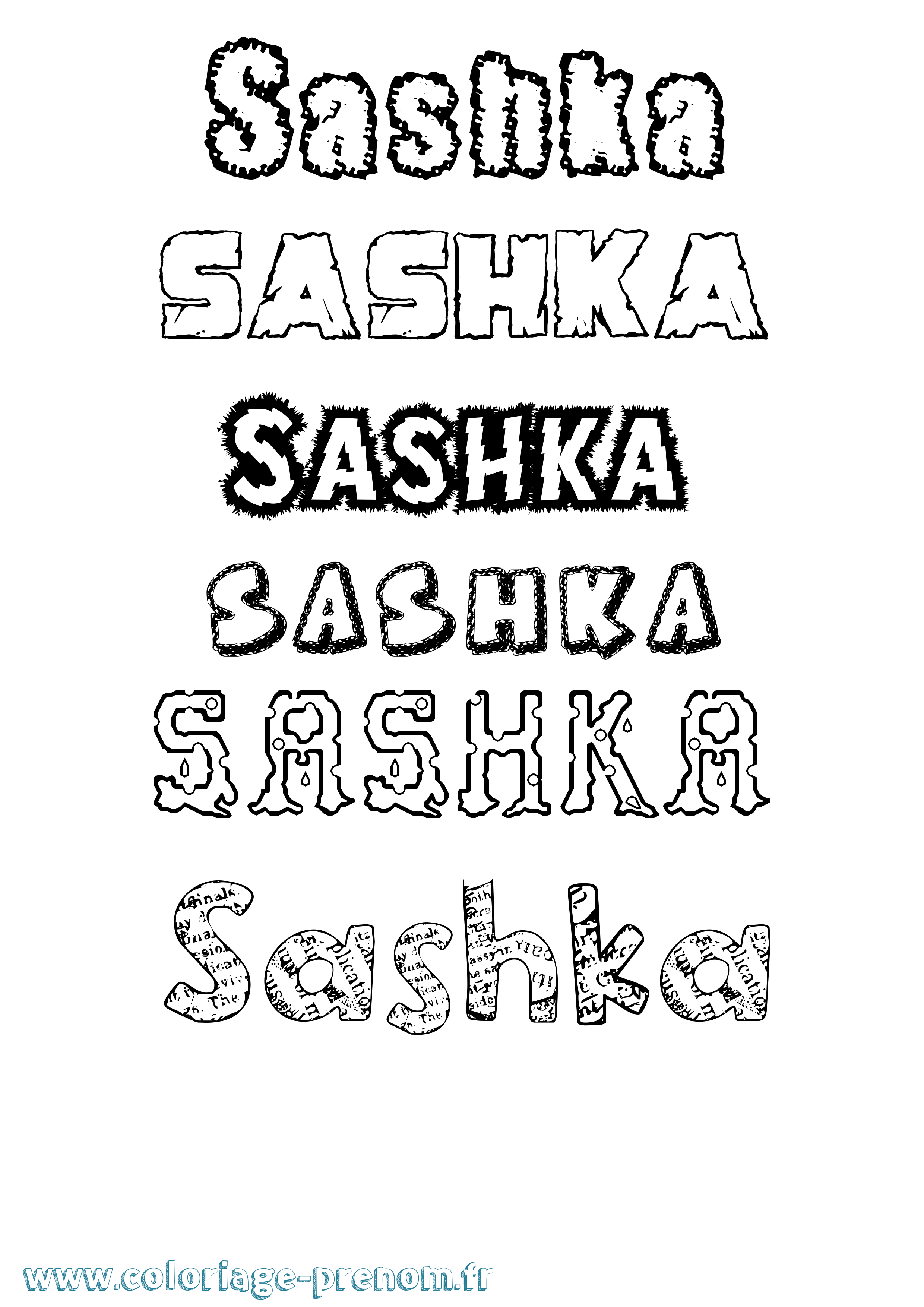 Coloriage Sashka Destructuré Coloriage prénom Sashka Destructuré