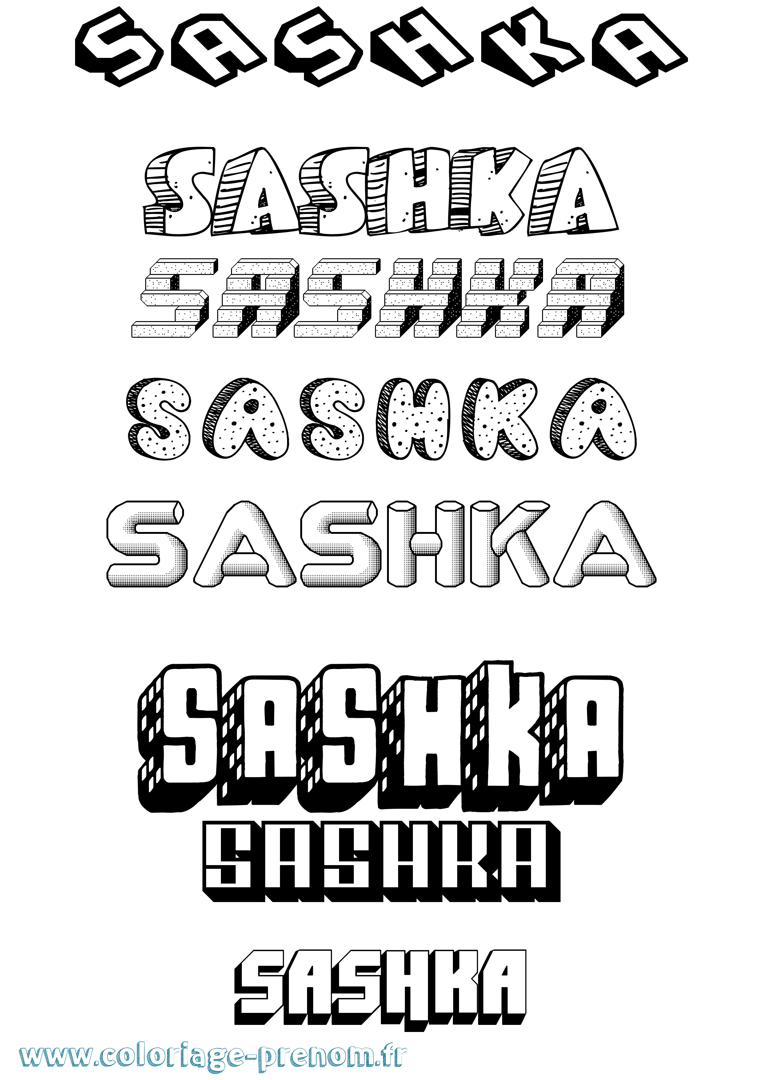 Coloriage Sashka Effet 3D Coloriage prénom Sashka Effet 3D