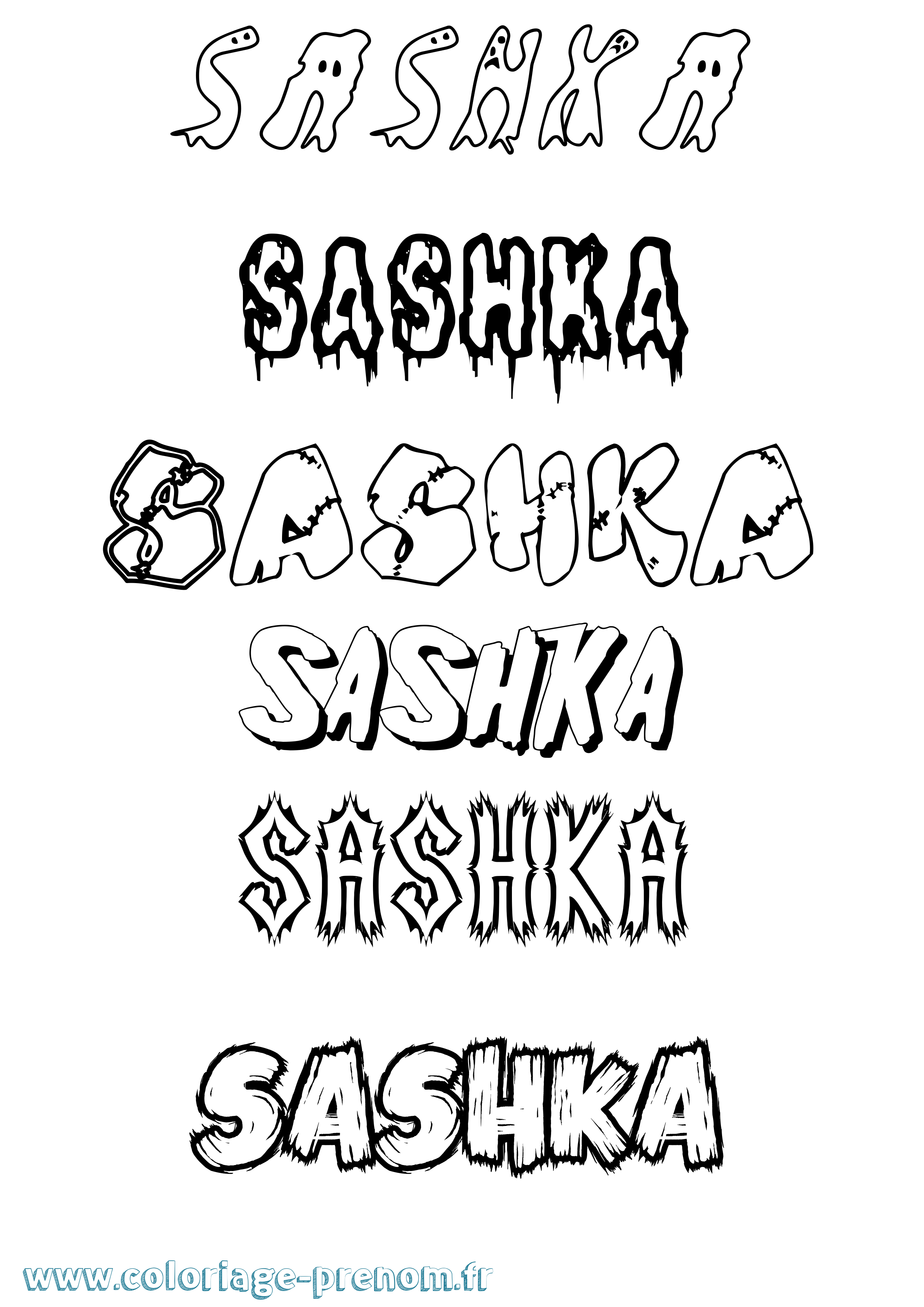 Coloriage Sashka Frisson Coloriage prénom Sashka Frisson
