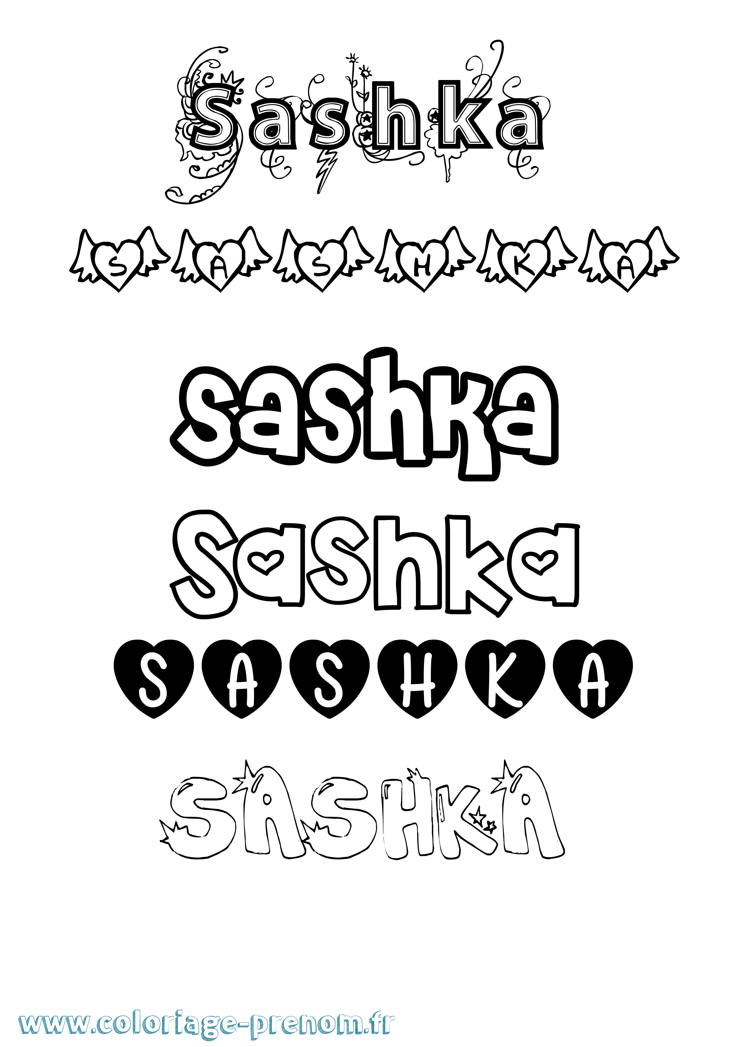 Coloriage Sashka Girly Coloriage prénom Sashka Girly