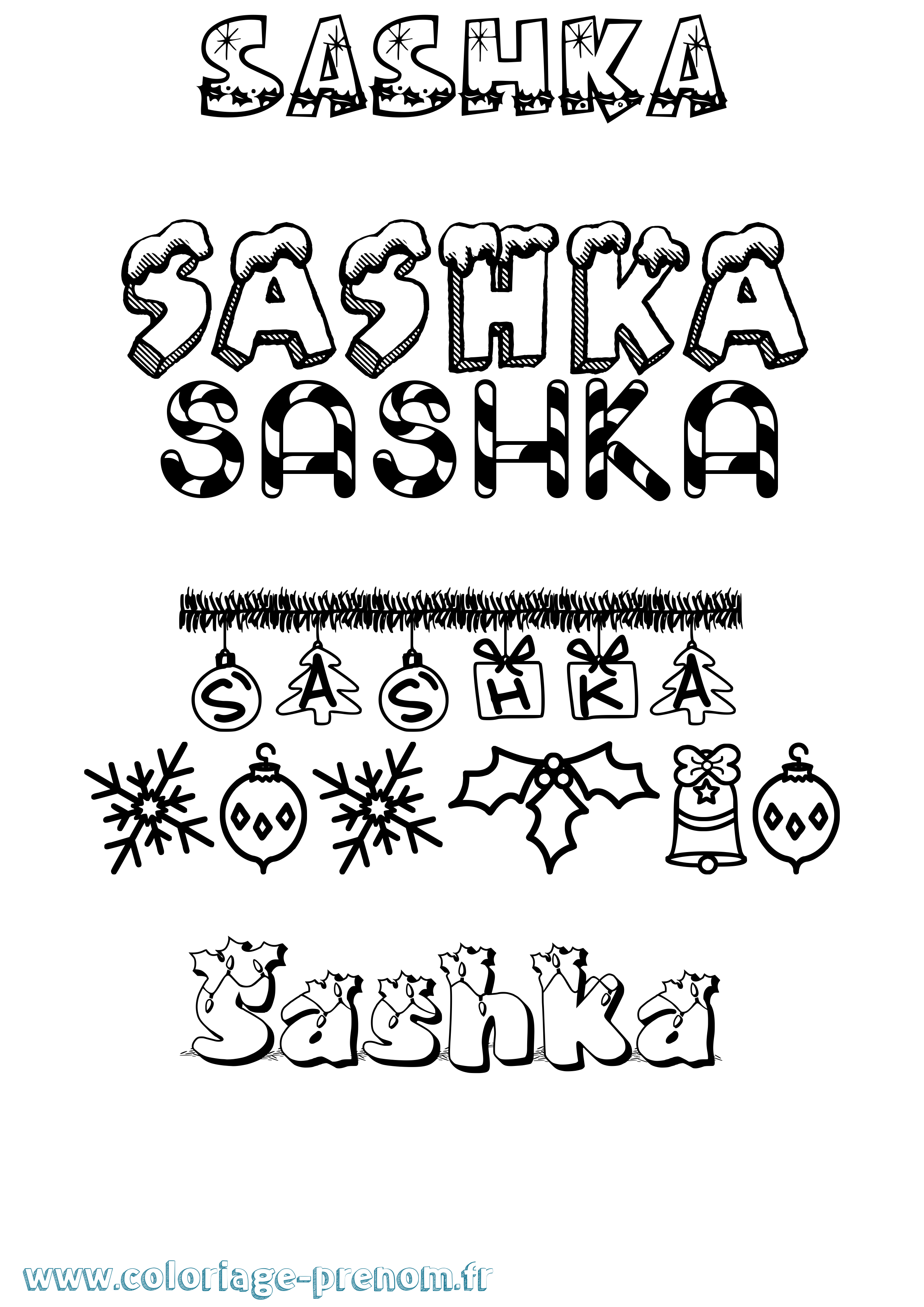 Coloriage Sashka Noël Coloriage prénom Sashka Noël