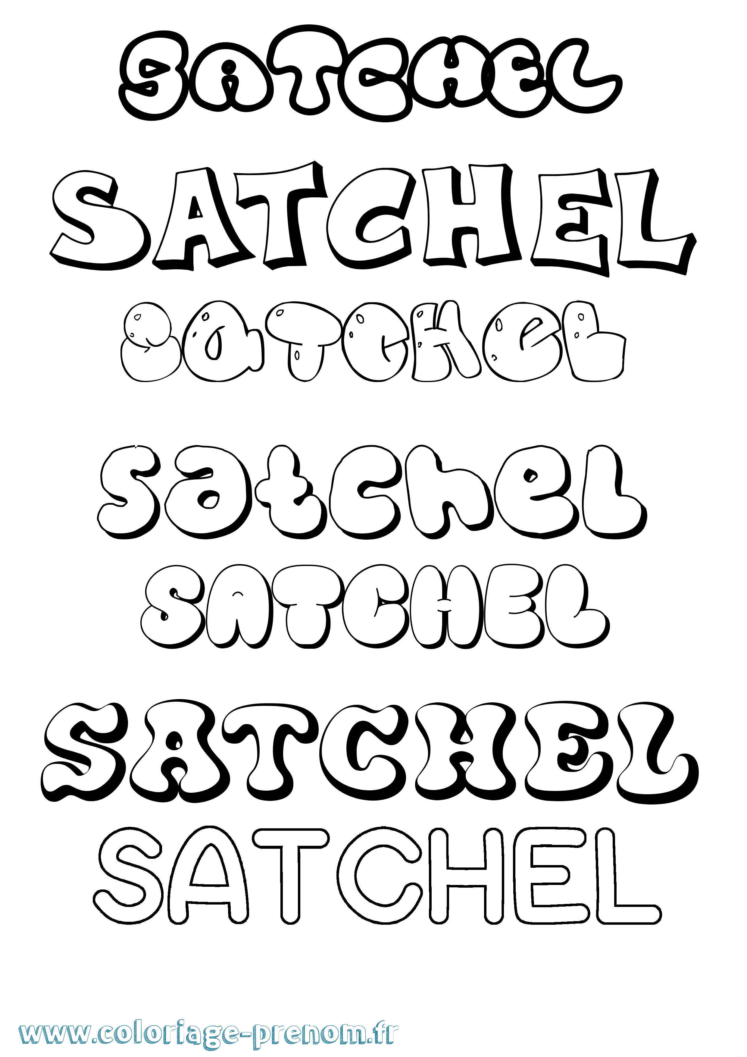 Coloriage Satchel Bubble Coloriage prénom Satchel Bubble