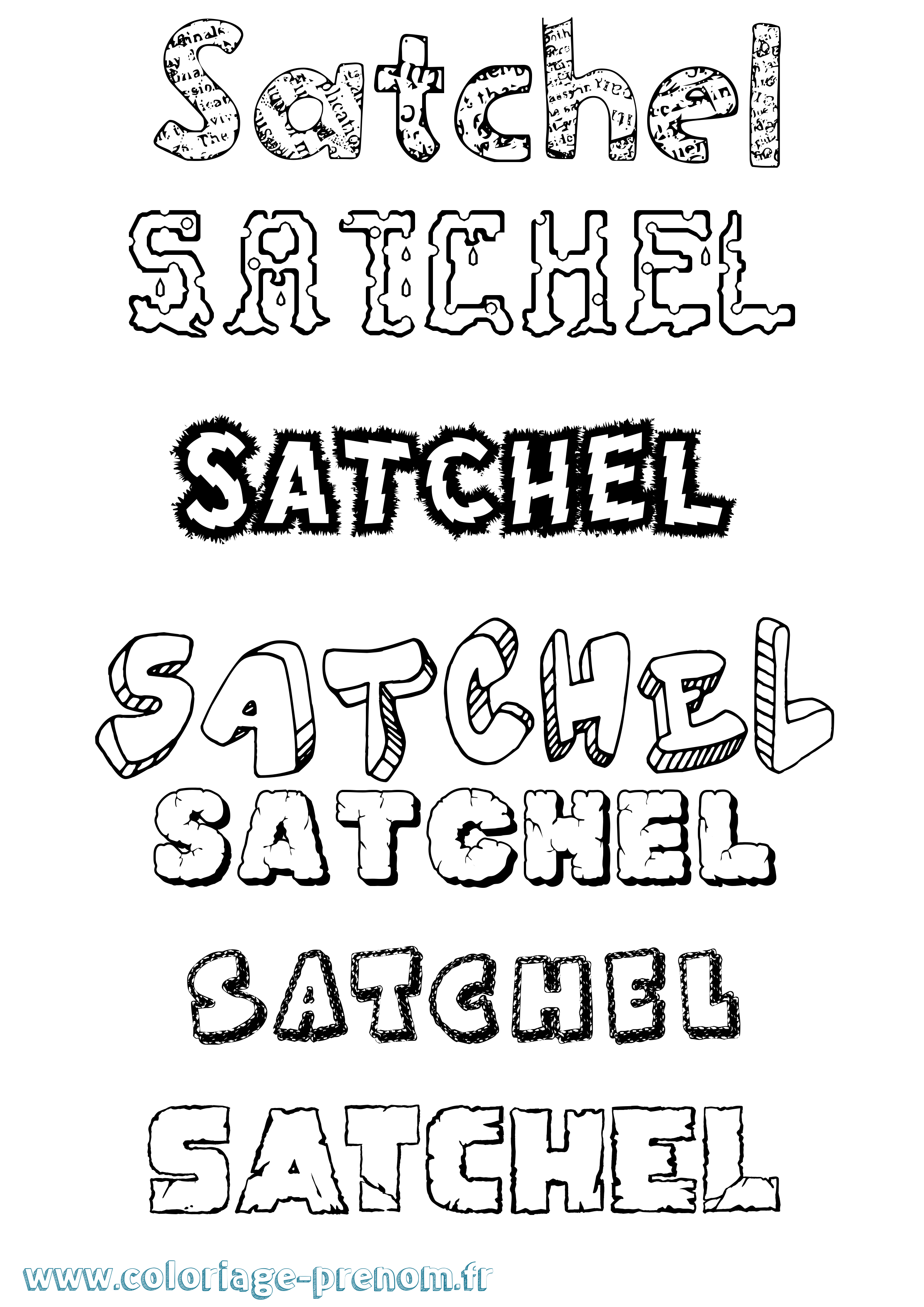 Coloriage Satchel Destructuré Coloriage prénom Satchel Destructuré