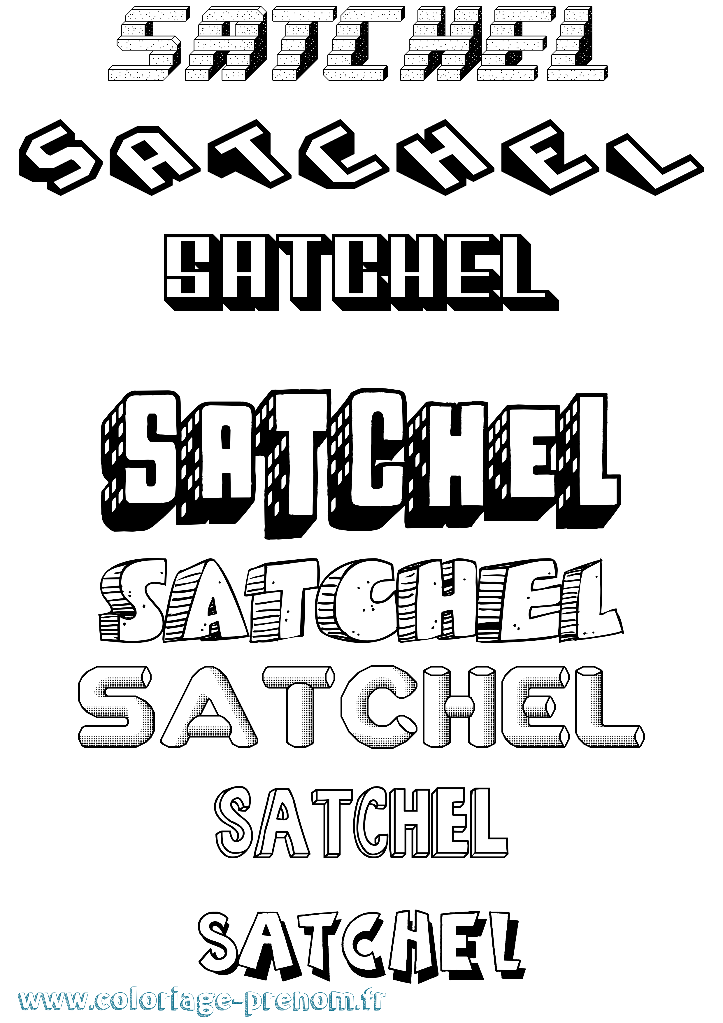 Coloriage Satchel Effet 3D Coloriage prénom Satchel Effet 3D