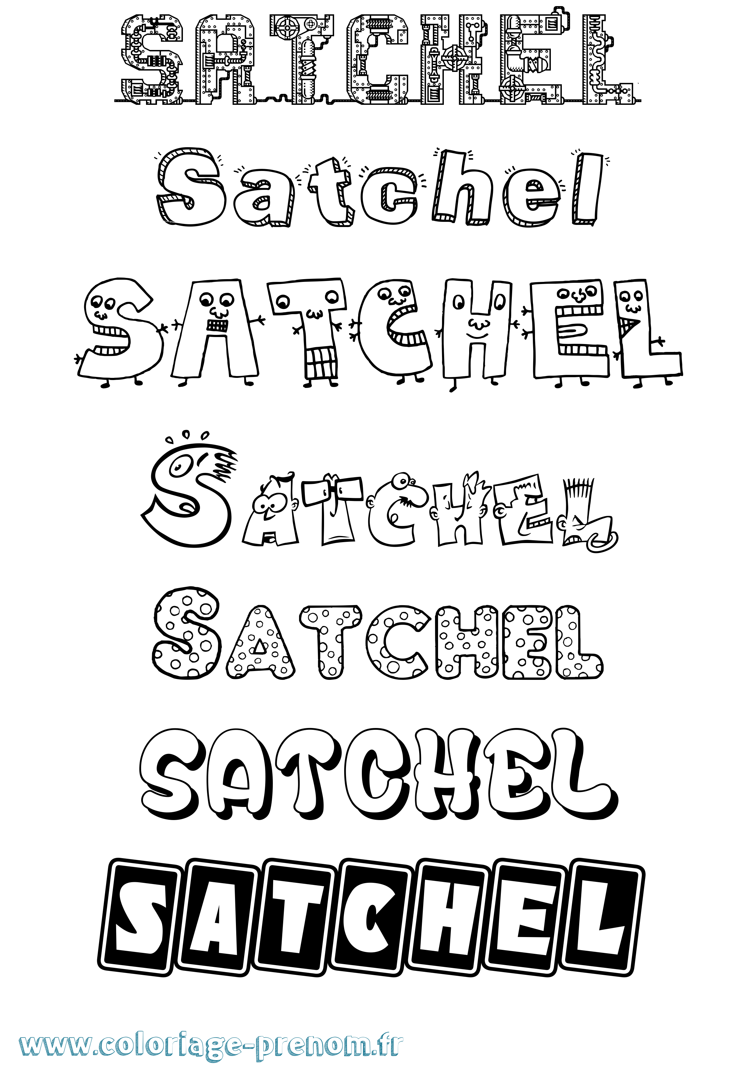 Coloriage Satchel Fun Coloriage prénom Satchel Fun
