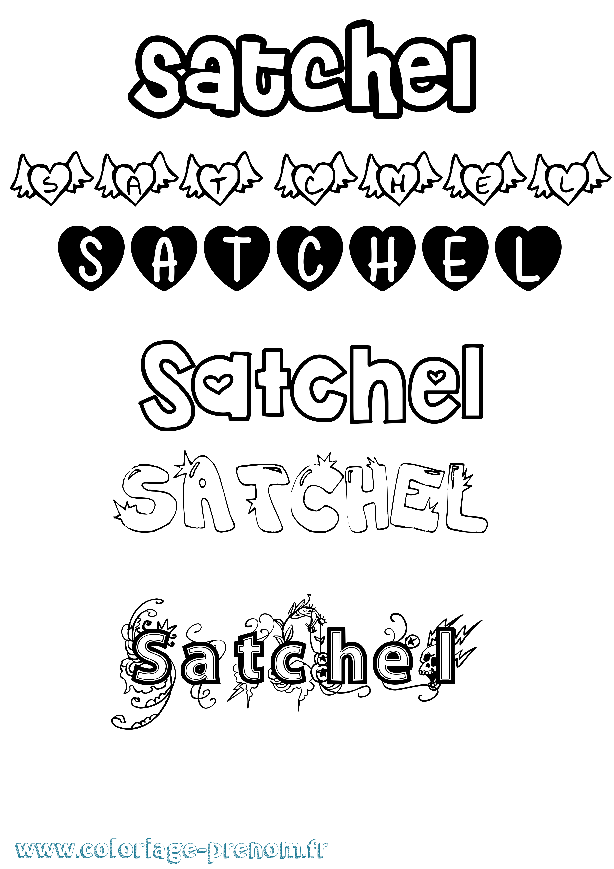 Coloriage Satchel Girly Coloriage prénom Satchel Girly