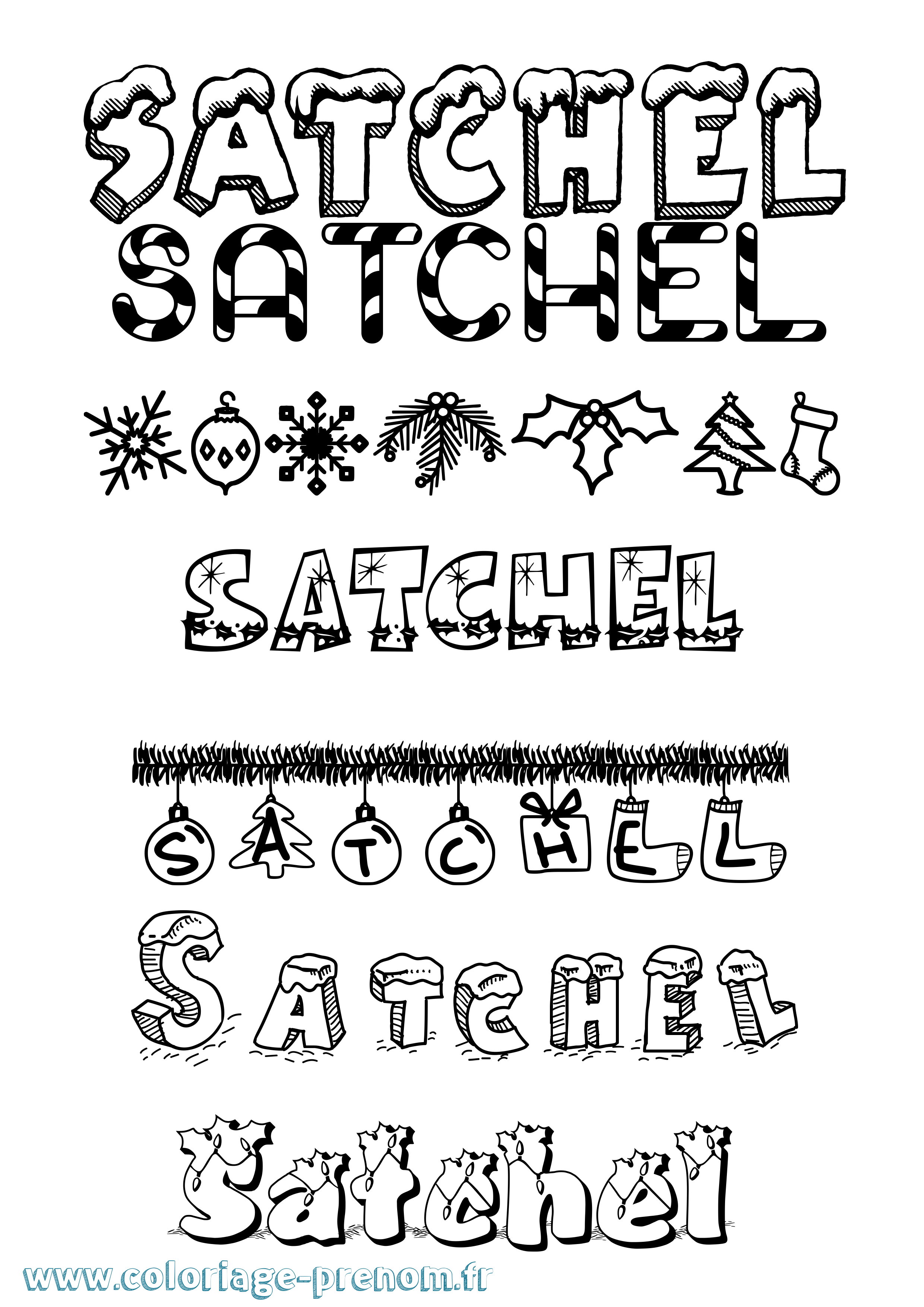 Coloriage Satchel Noël Coloriage prénom Satchel Noël