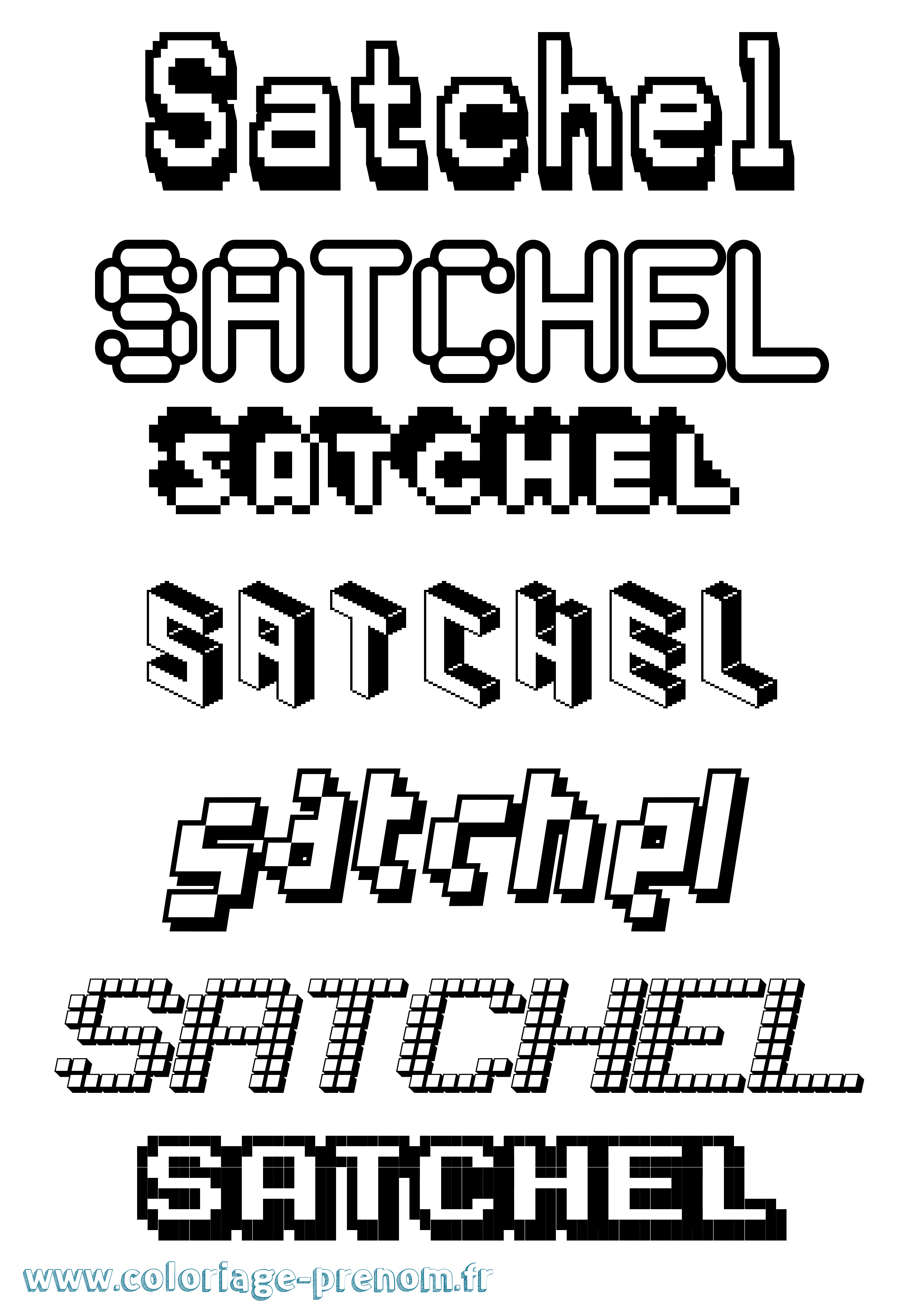 Coloriage Satchel Pixel Coloriage prénom Satchel Pixel