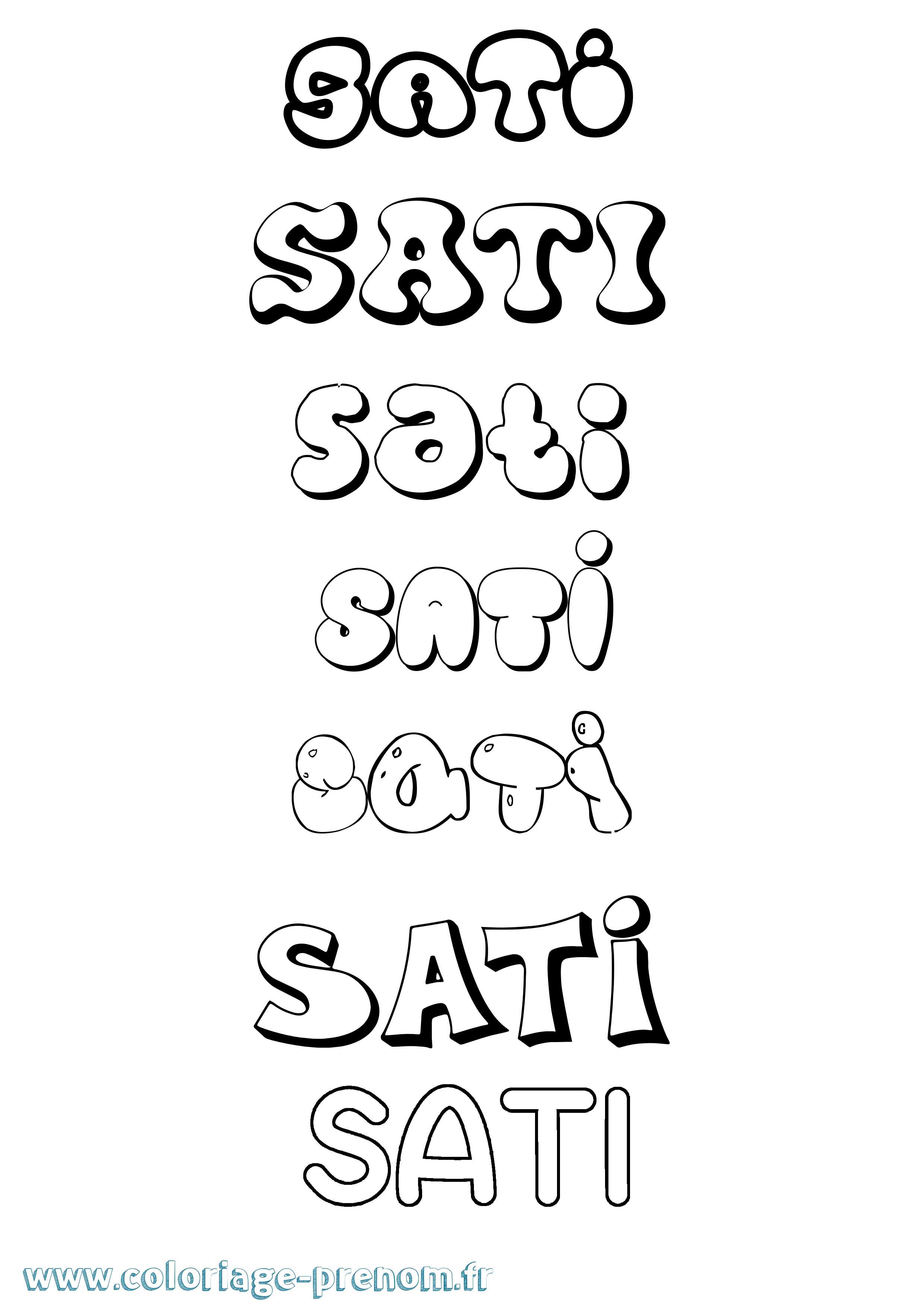 Coloriage Sati Bubble Coloriage prénom Sati Bubble