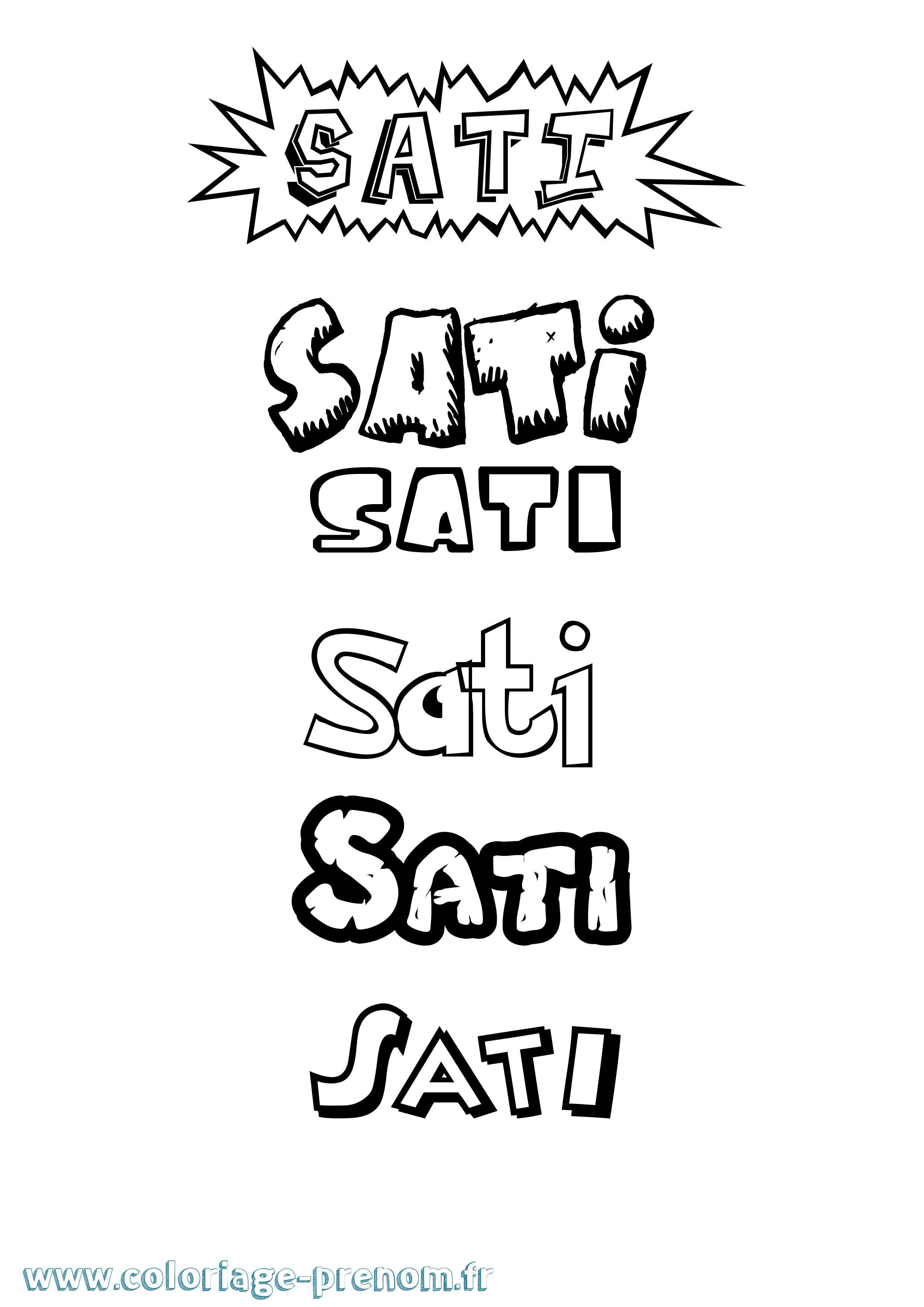 Coloriage Sati Dessin Animé Coloriage prénom Sati Dessin Animé