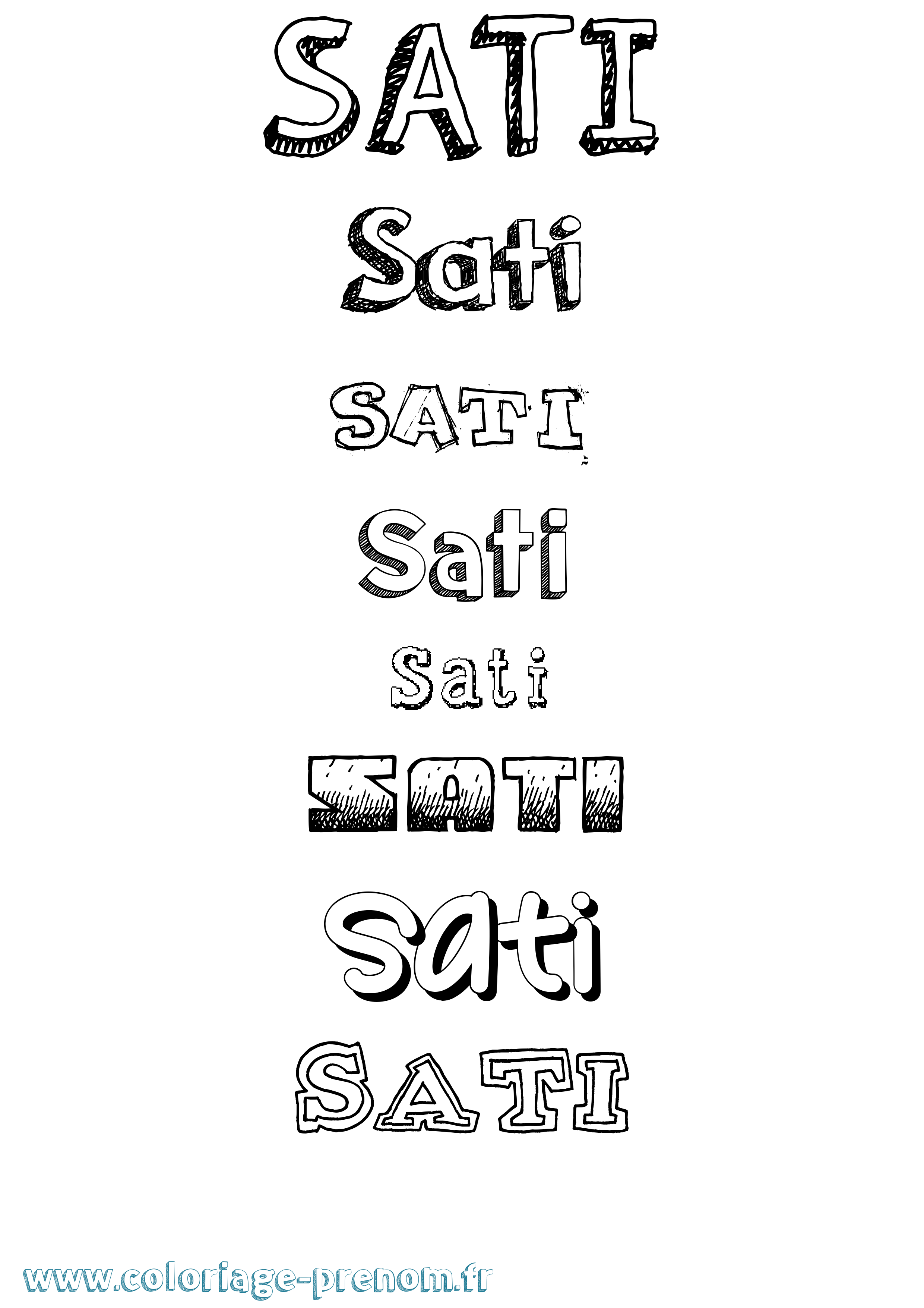 Coloriage Sati Dessiné Coloriage prénom Sati Dessiné