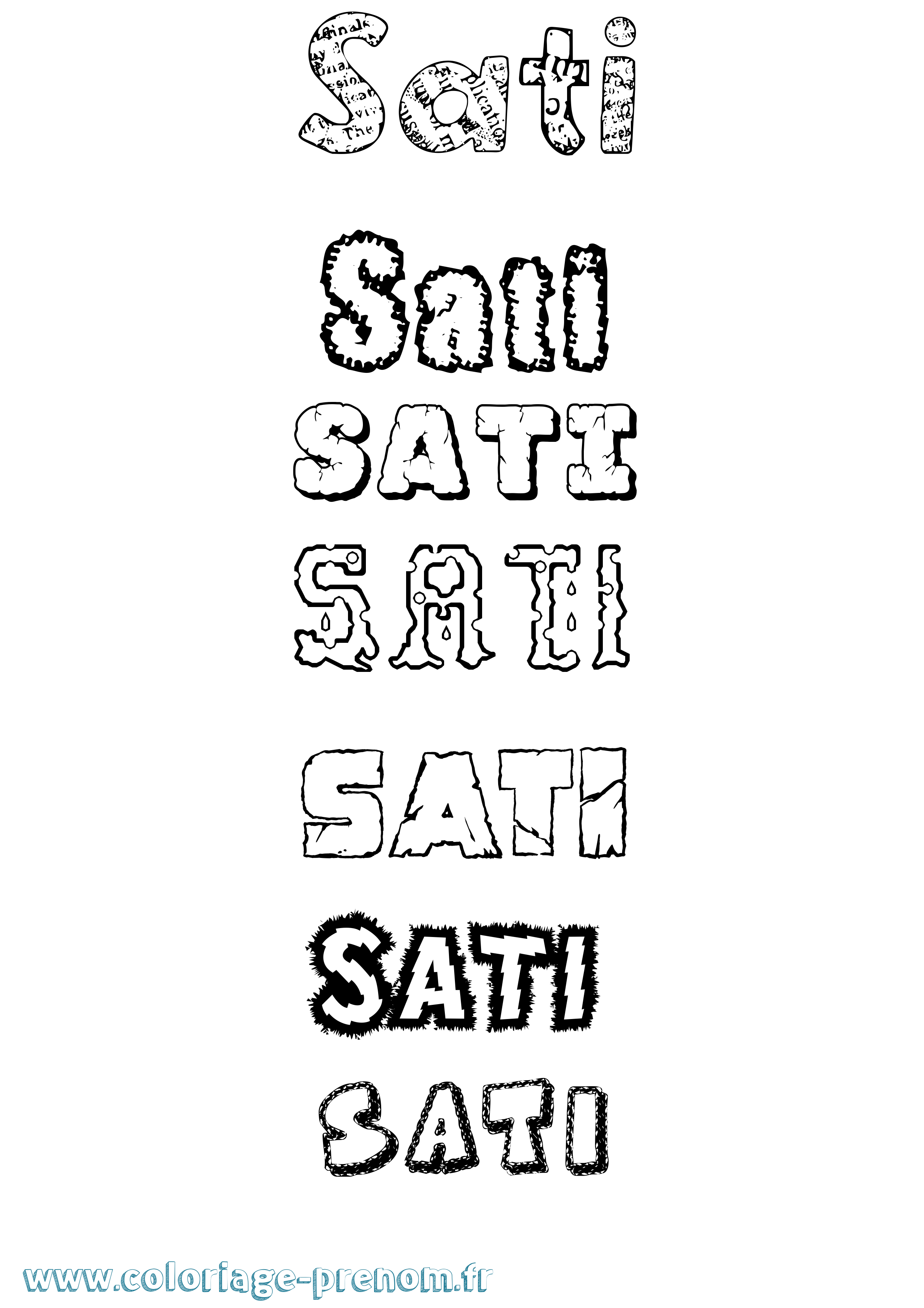 Coloriage Sati Destructuré Coloriage prénom Sati Destructuré
