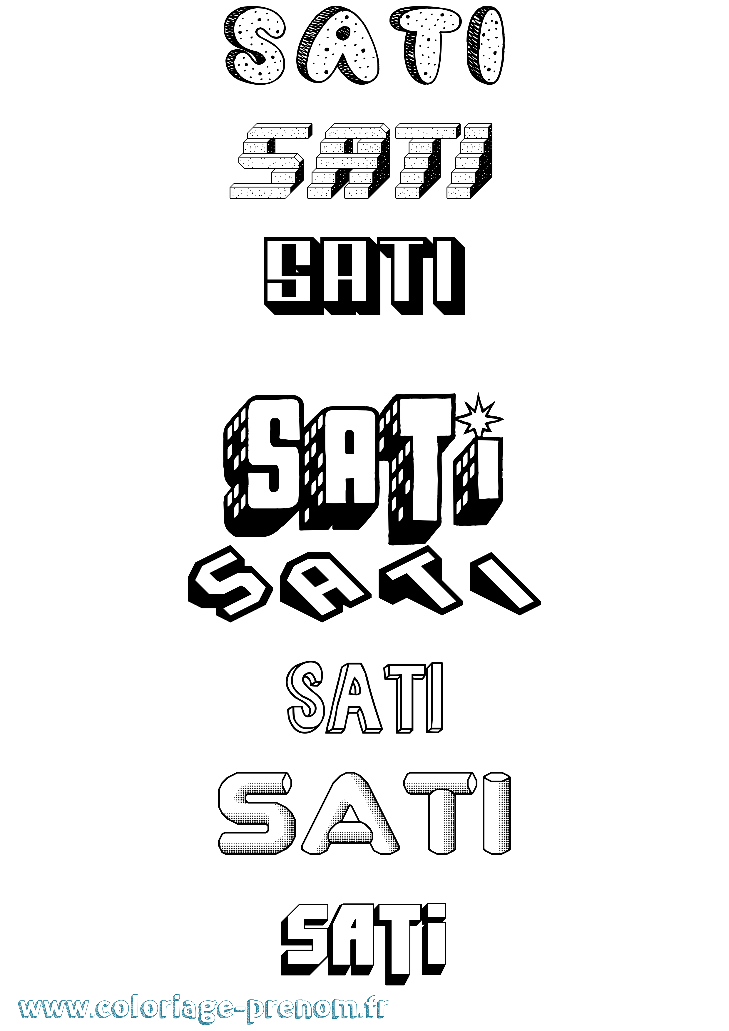 Coloriage Sati Effet 3D Coloriage prénom Sati Effet 3D