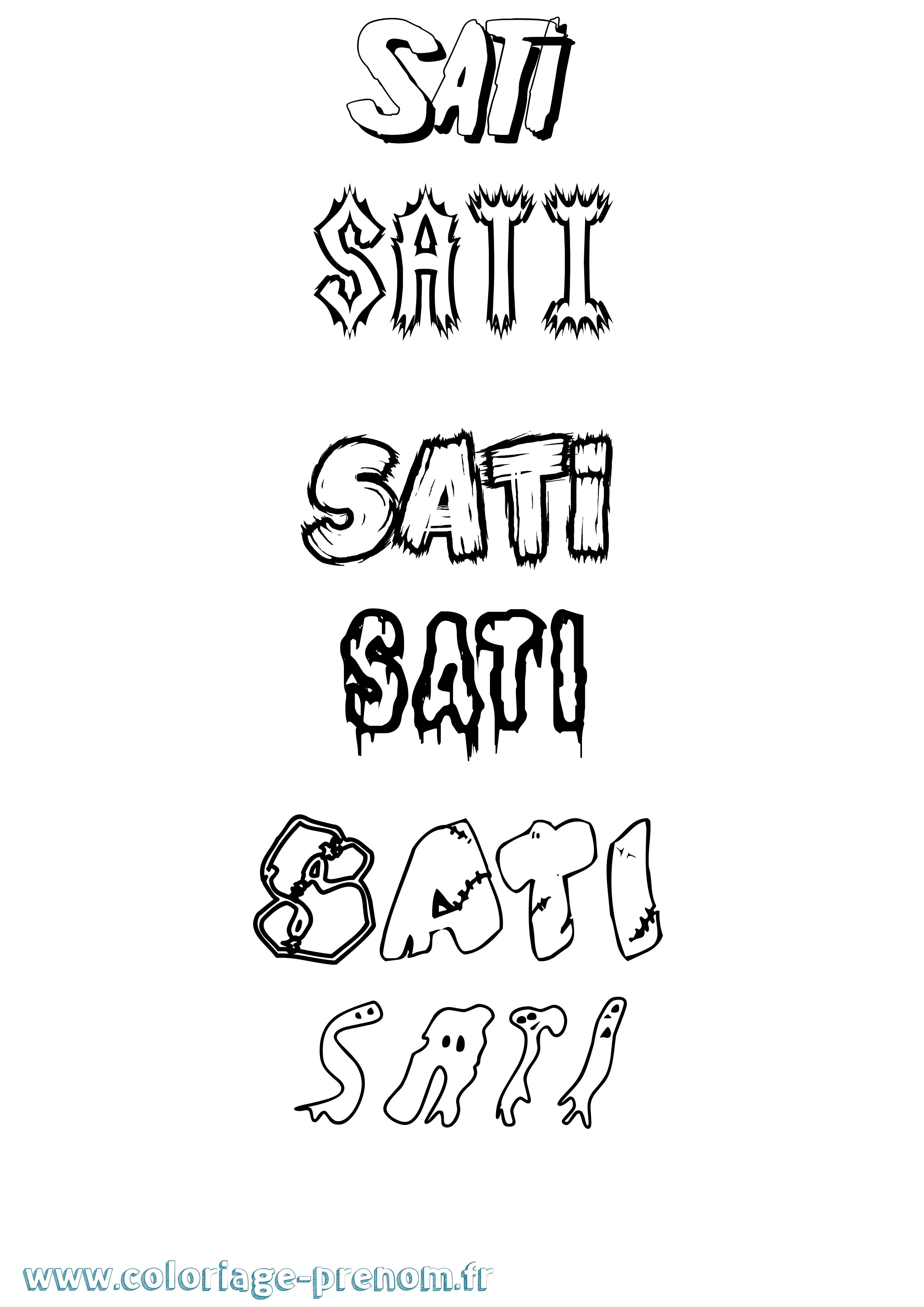 Coloriage Sati Frisson Coloriage prénom Sati Frisson
