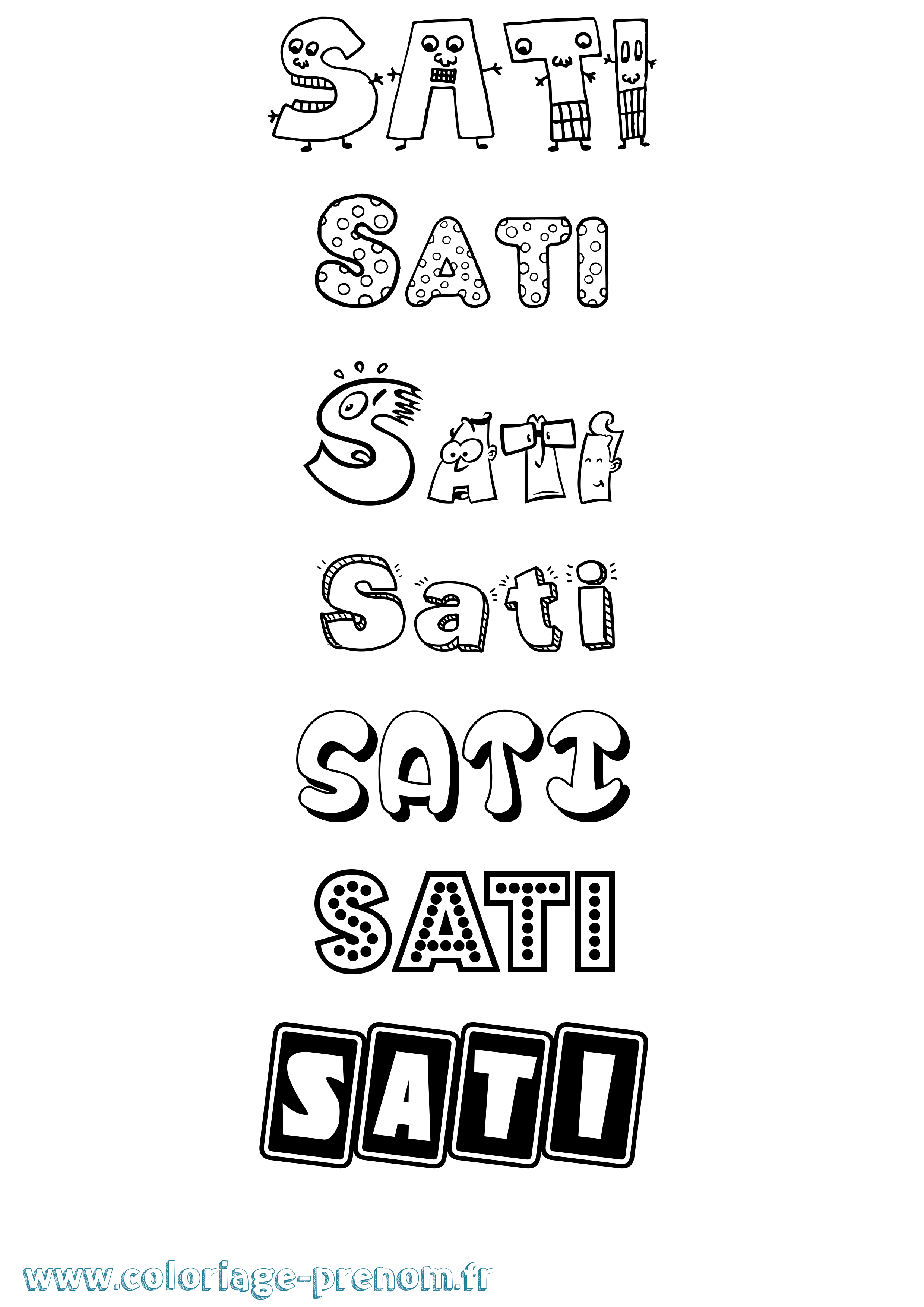 Coloriage Sati Fun Coloriage prénom Sati Fun