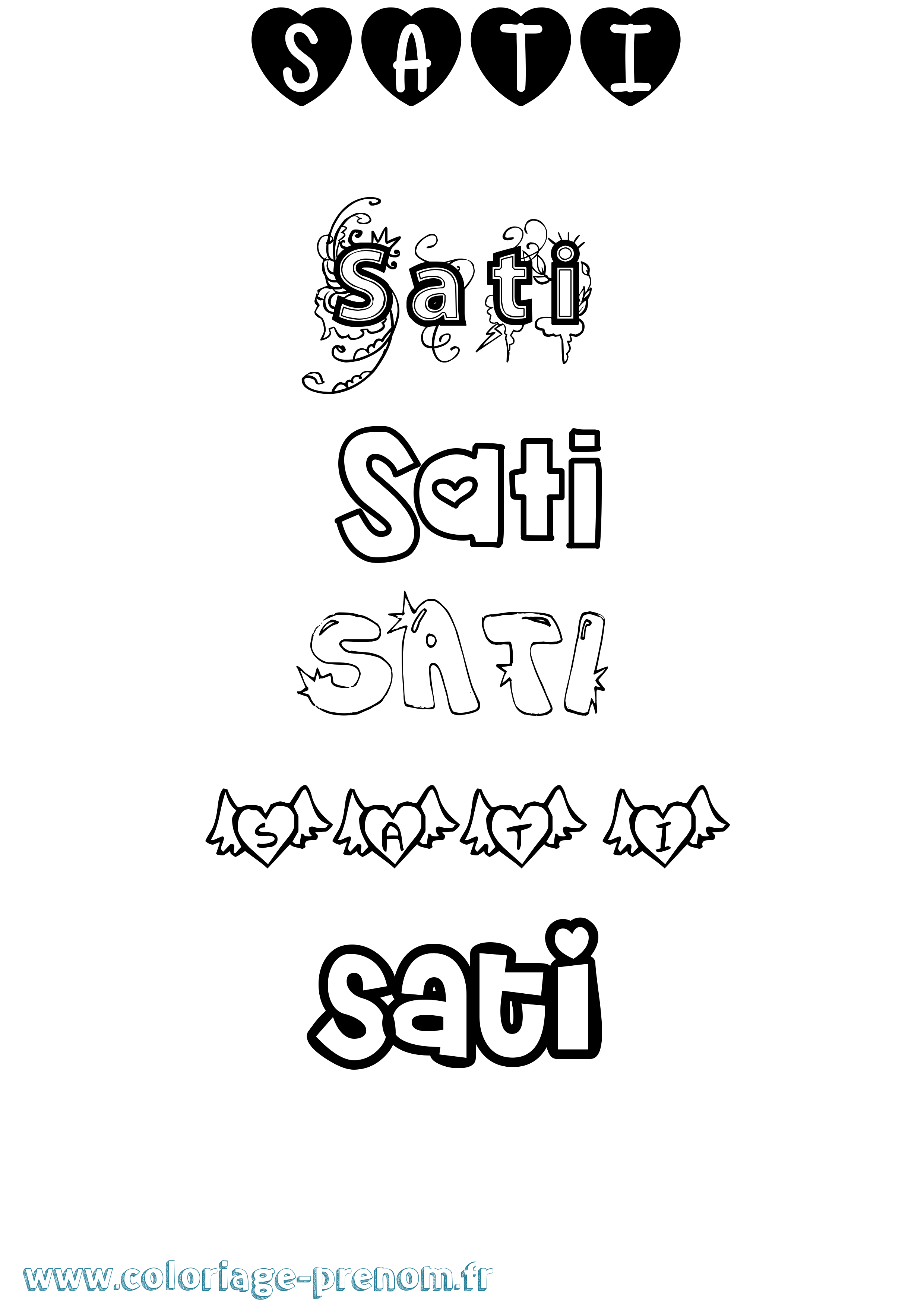 Coloriage Sati Girly Coloriage prénom Sati Girly