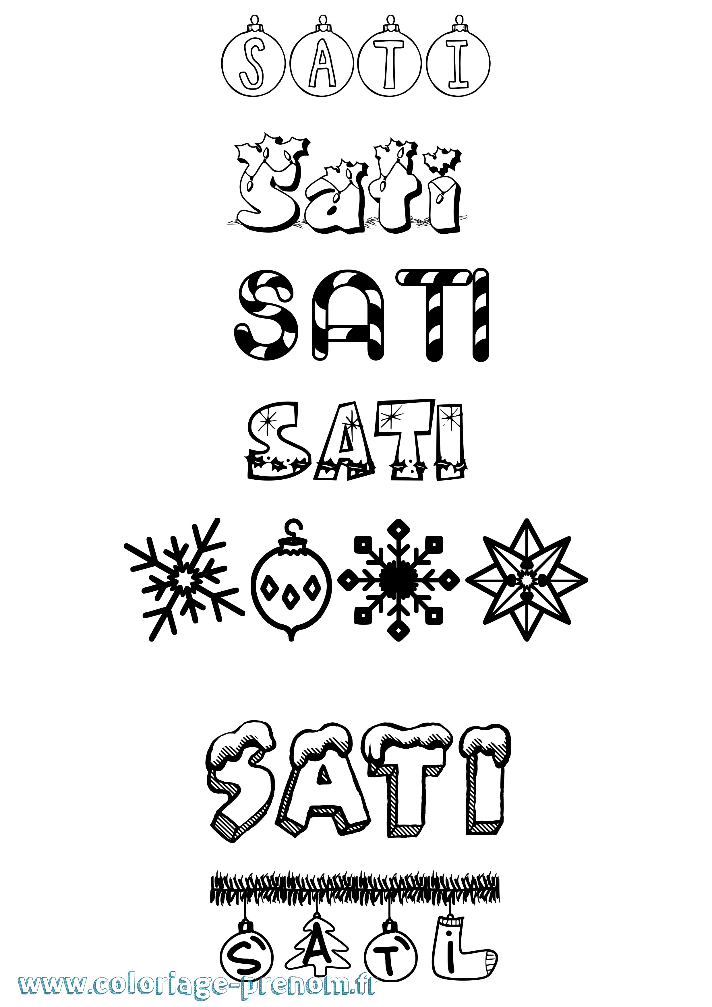 Coloriage Sati Noël Coloriage prénom Sati Noël