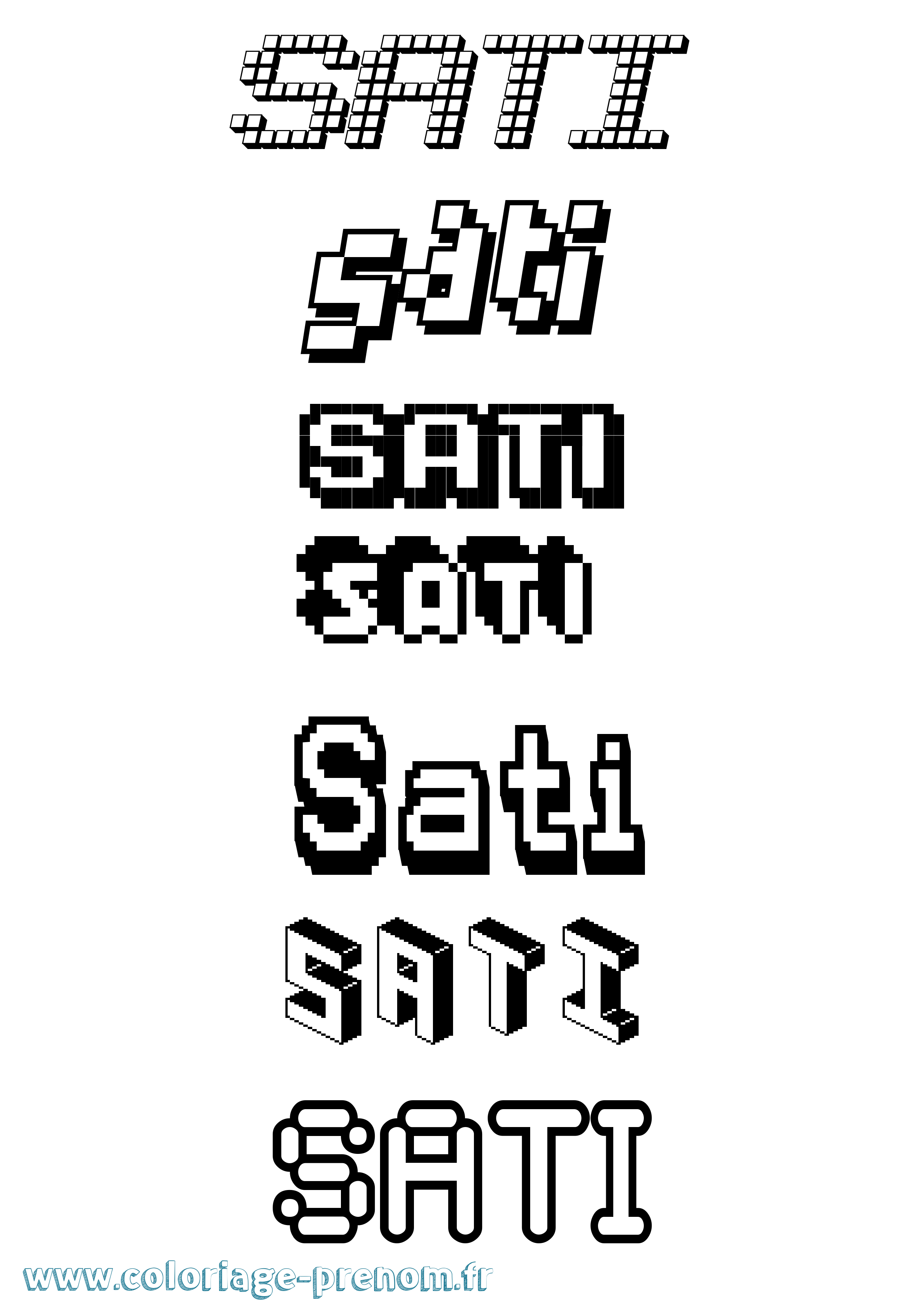 Coloriage Sati Pixel Coloriage prénom Sati Pixel