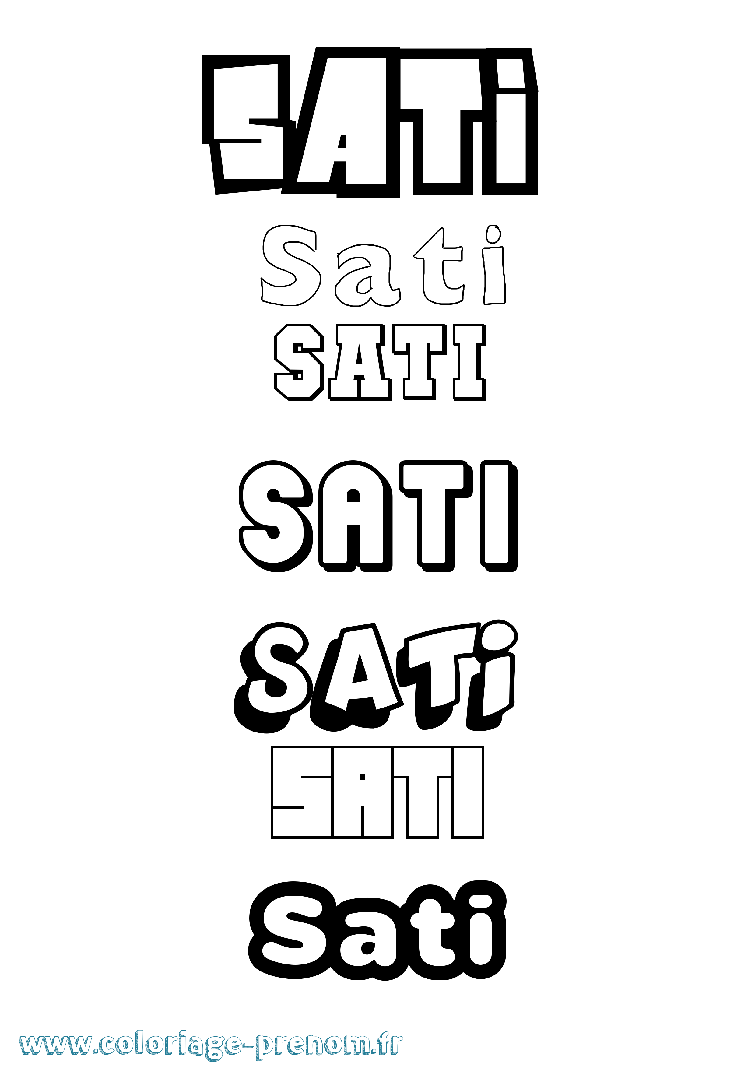 Coloriage Sati Simple Coloriage prénom Sati Simple