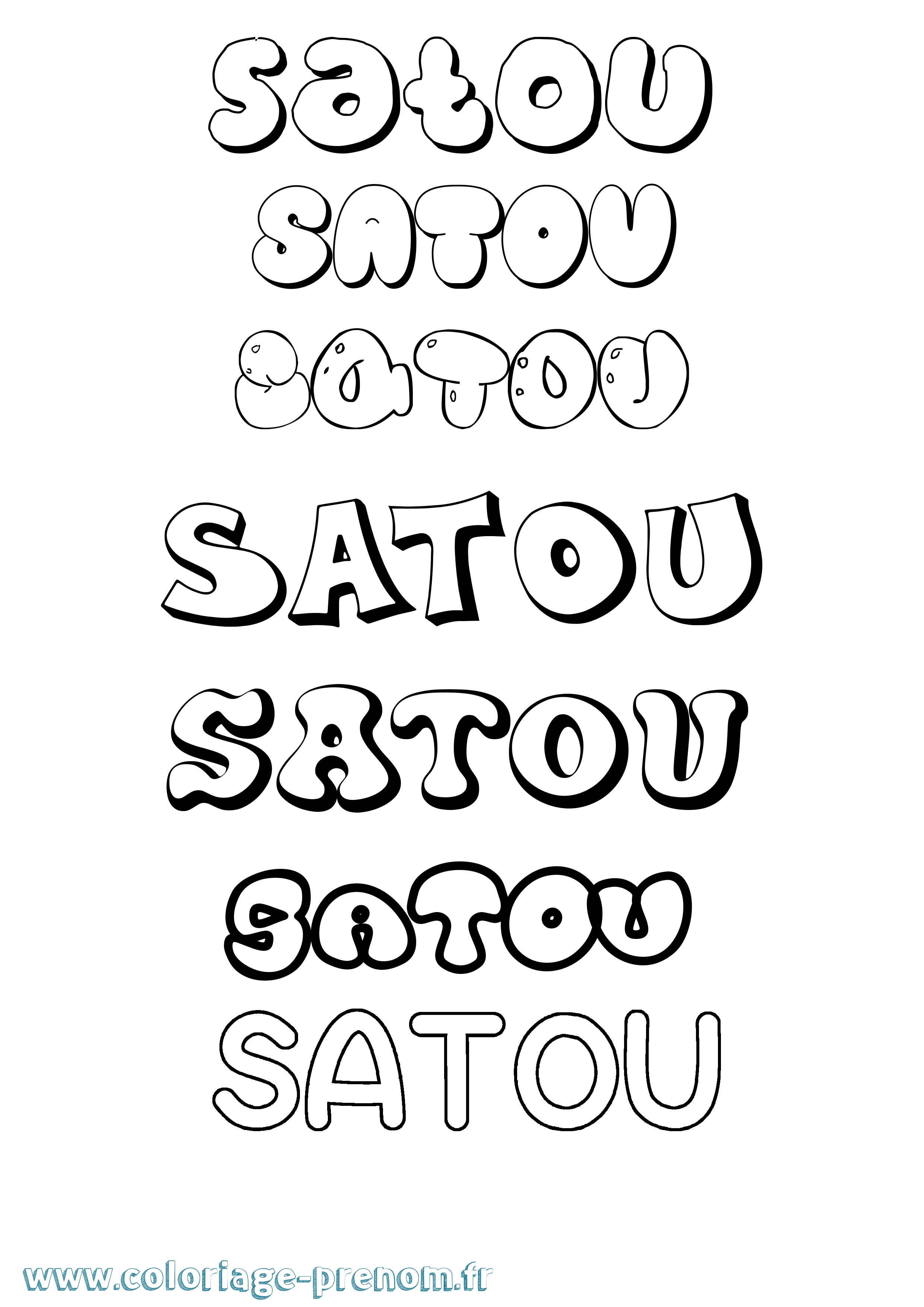 Coloriage Satou Bubble Coloriage prénom Satou Bubble