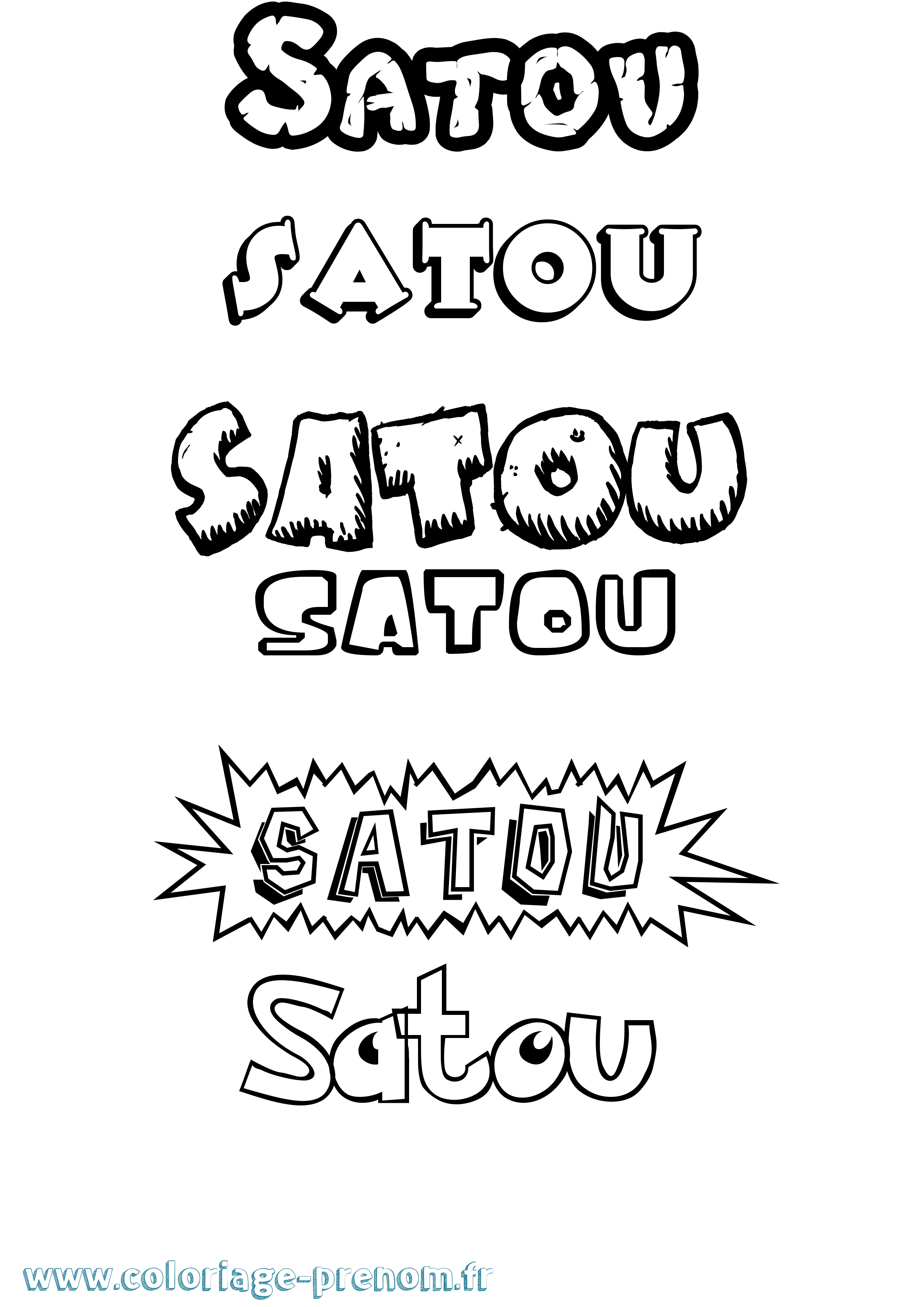 Coloriage Satou Dessin Animé Coloriage prénom Satou Dessin Animé