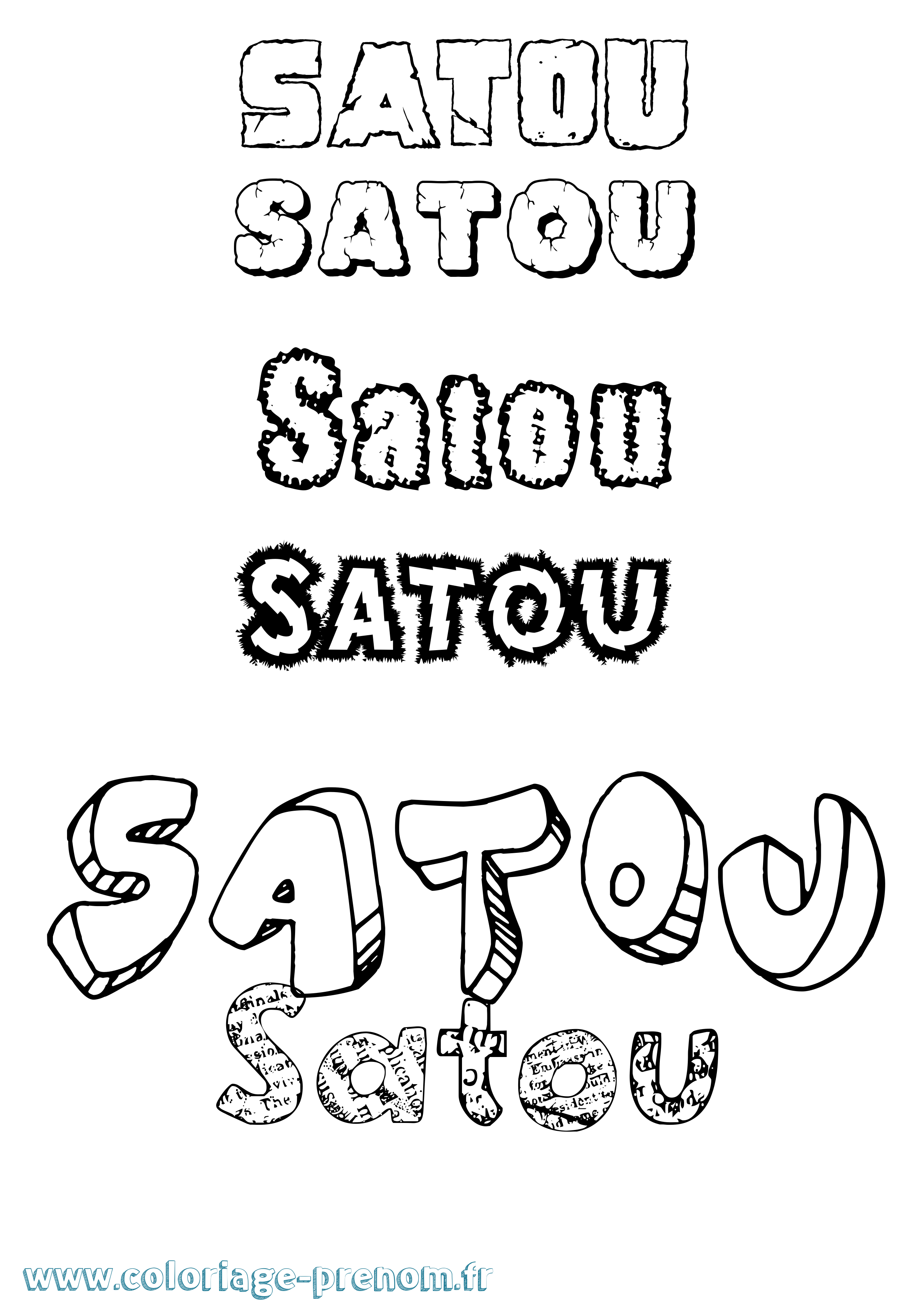 Coloriage Satou Destructuré Coloriage prénom Satou Destructuré