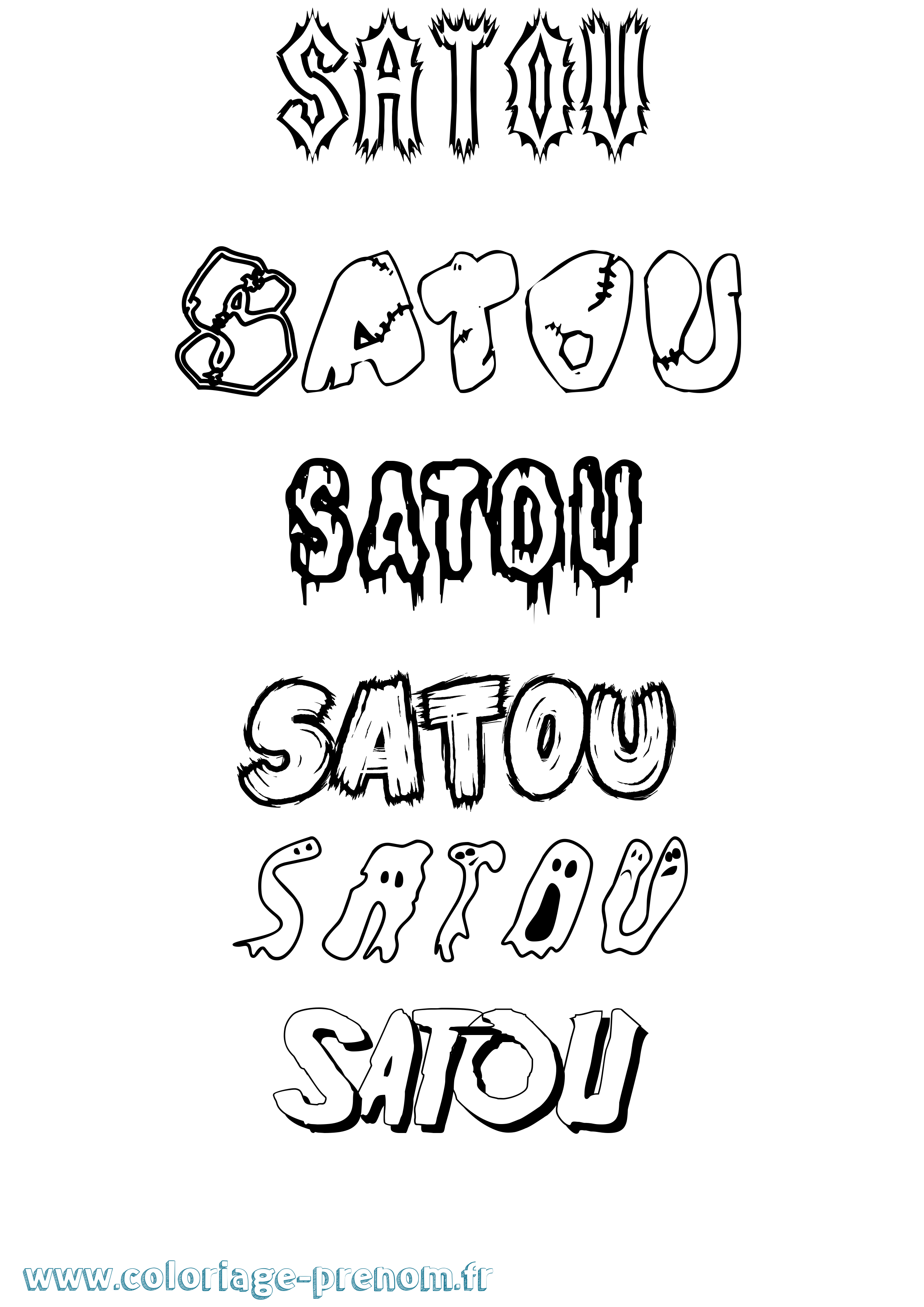 Coloriage Satou Frisson Coloriage prénom Satou Frisson