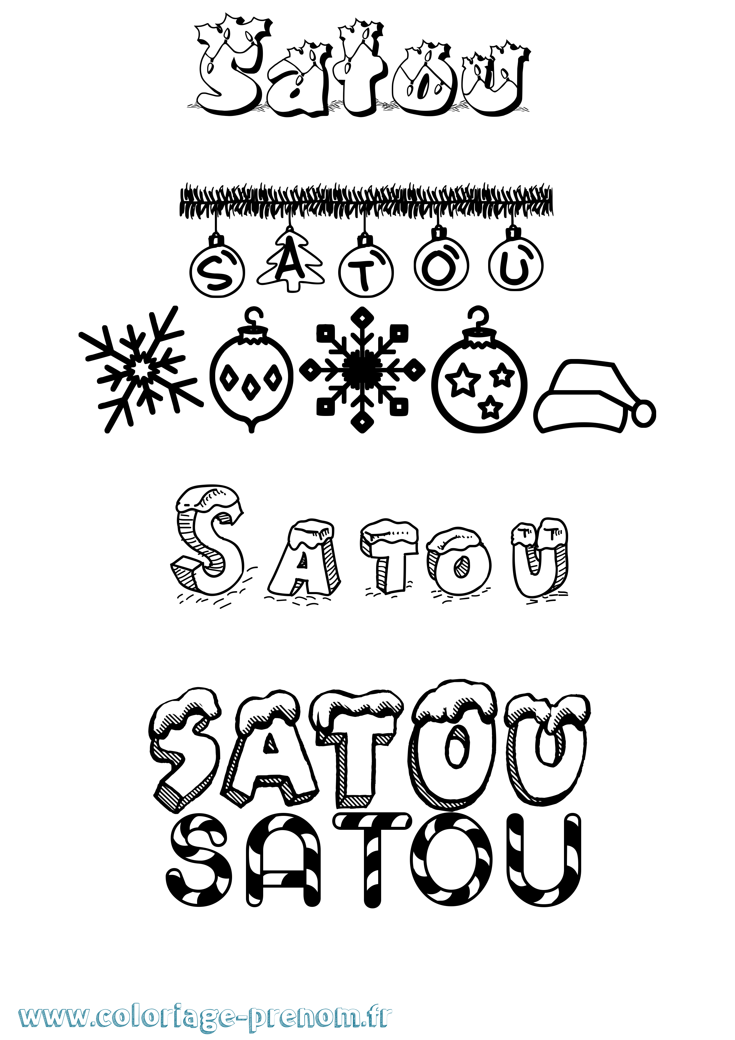 Coloriage Satou Noël Coloriage prénom Satou Noël