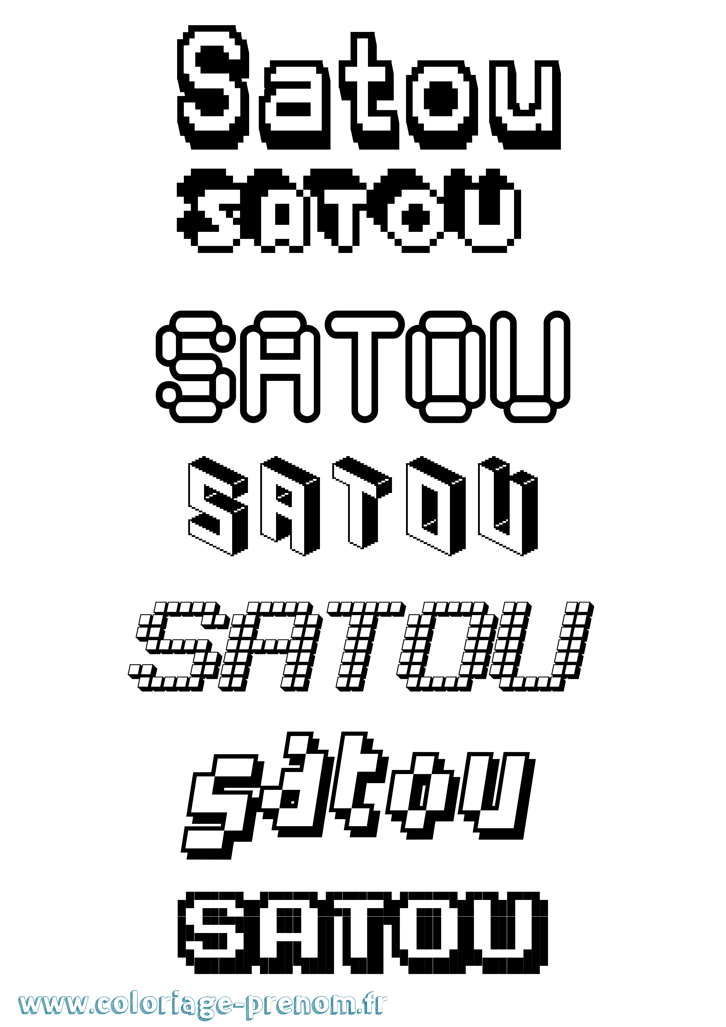 Coloriage Satou Pixel Coloriage prénom Satou Pixel