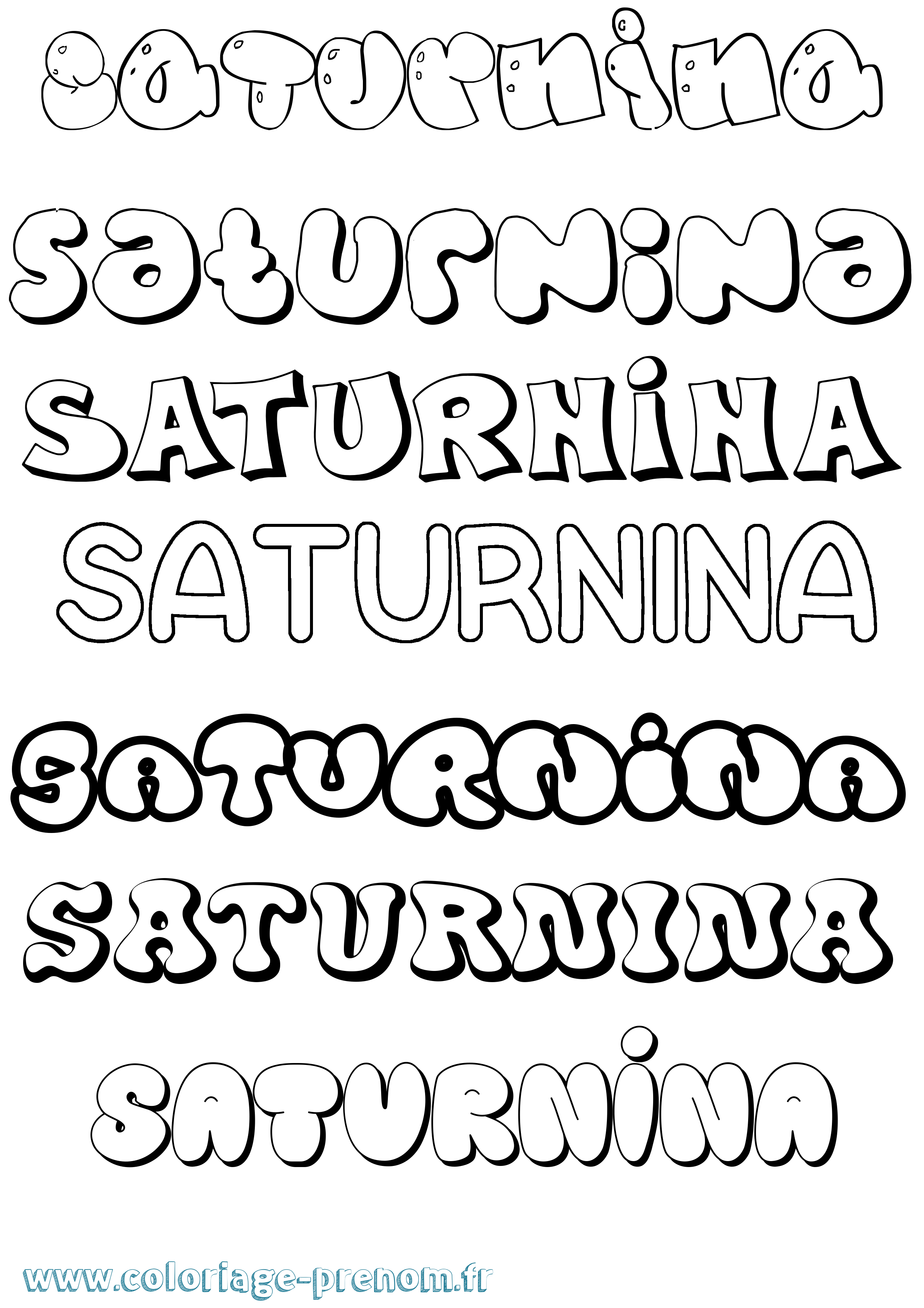 Coloriage Saturnina Bubble Coloriage prénom Saturnina Bubble