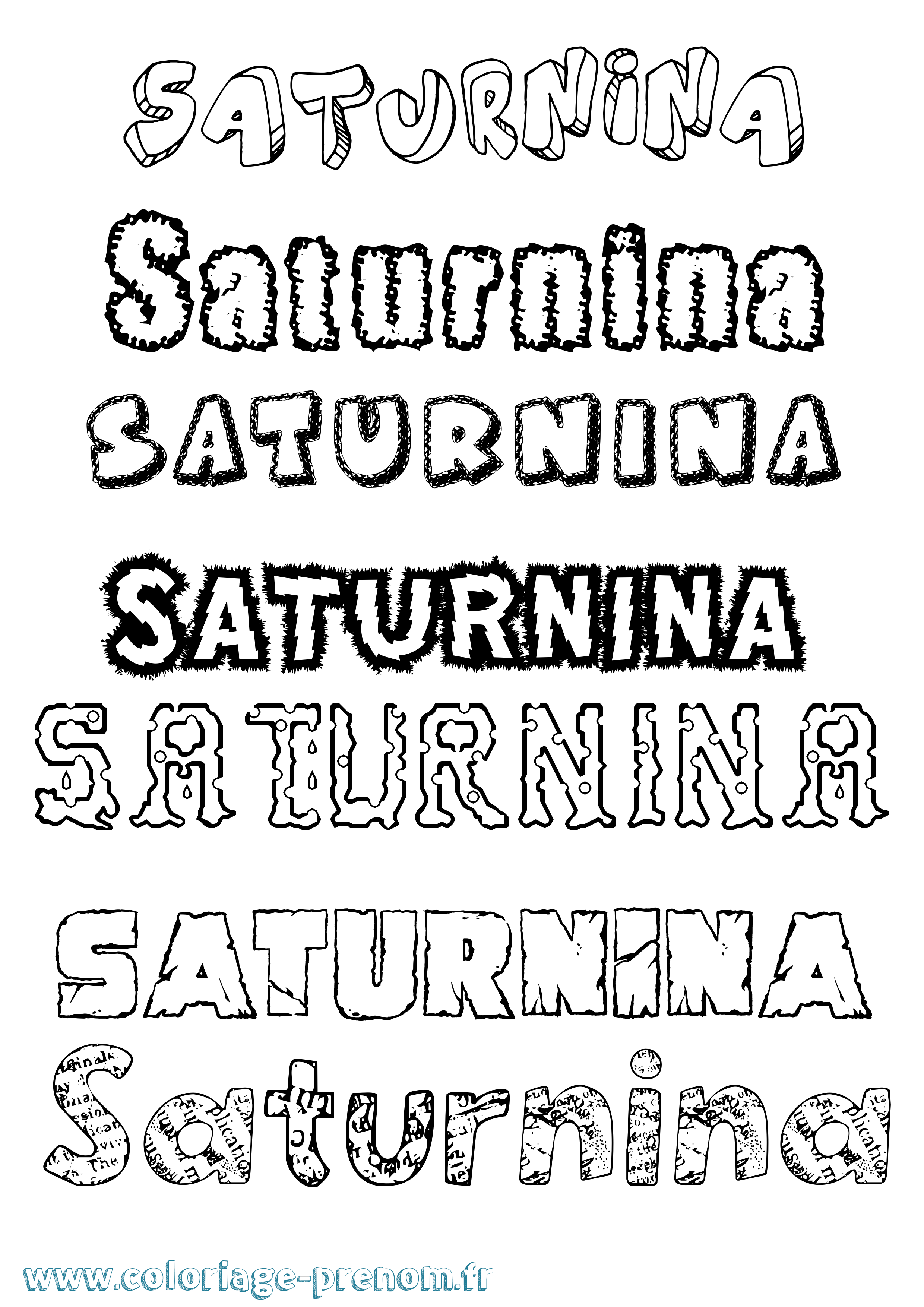 Coloriage Saturnina Destructuré Coloriage prénom Saturnina Destructuré