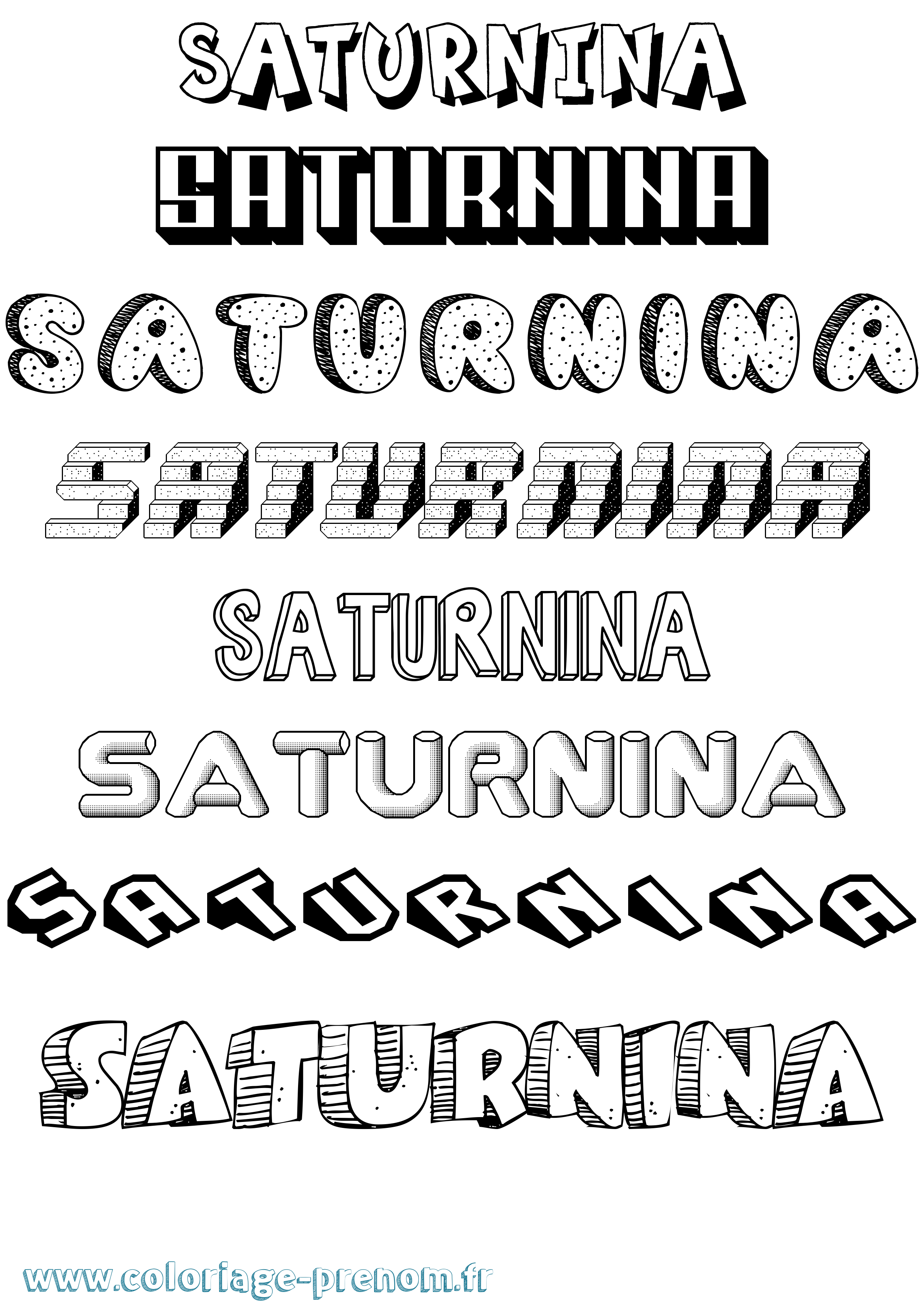Coloriage Saturnina Effet 3D Coloriage prénom Saturnina Effet 3D